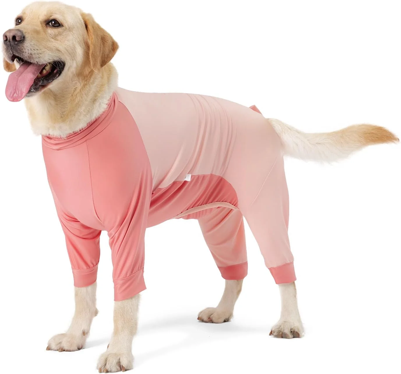 لباس ریکاوری سگ، لباس یکسره سگ برای سگ های ماده و نر، جایگزین قلاده الیزابت، لباس خواب ضد ریزش مو، آستین بلند، لباس آرامش بخش، صورتی سایز S