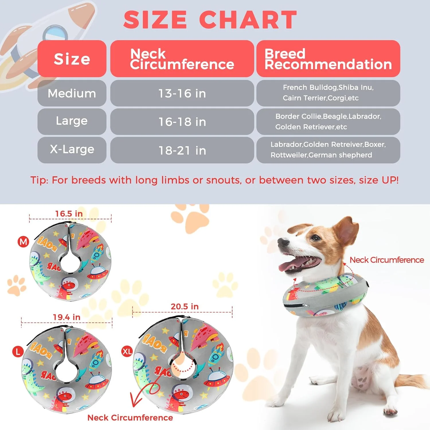 طوق گردنی بادی سگ پاچی، جایگزین طوق الیزابت، طوق نرم برای سگ های متوسط تا بزرگ بعد از جراحی، طوق گردنی قابل تنظیم طرح دونات با طرح های بامزه دایناسور، خاکستری سایز L طوق گردنی بادی سگ پاچی، جایگزین طوق الیزابت، طوق نرم برای سگ های متوسط تا بزرگ بعد از جراحی، طوق گردنی قابل تنظیم طرح دونات با طرح های بامزه دایناسور، خاکستری سایز L