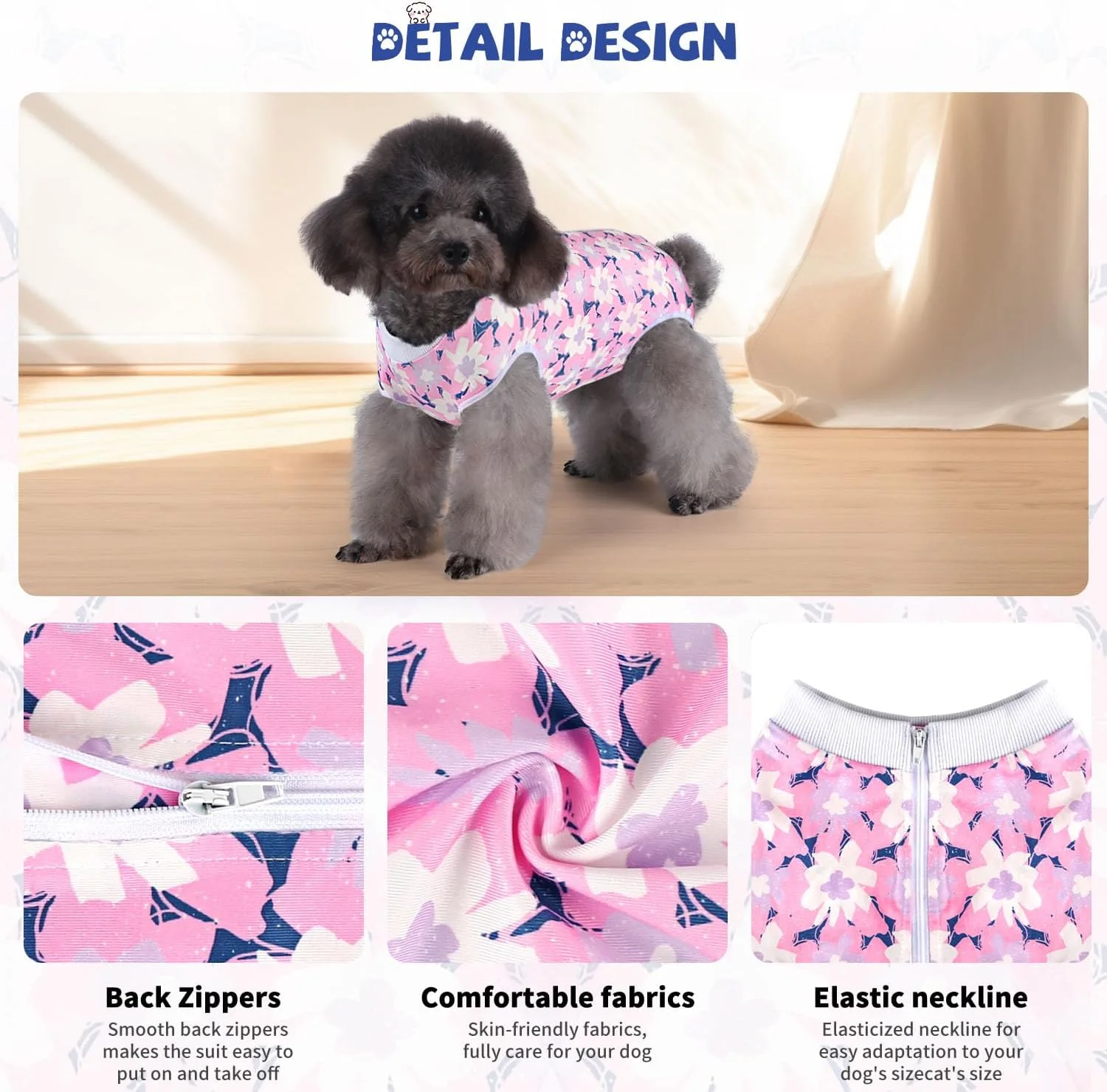 لباس نقاهت جراحی سگ، لباس جراحی توله سگ، لباس یکسره ضد لیسیدن زخم های شکمی، جایگزین قلاده و مخروطی، گل صورتی L لباس نقاهت جراحی سگ، لباس جراحی توله سگ، لباس یکسره ضد لیسیدن زخم های شکمی، جایگزین قلاده و مخروطی، گل صورتی L