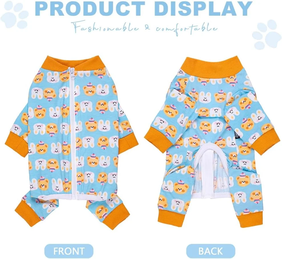 لباس نقاهت جراحی سگ برای سگ های کوچک و متوسط، لباس سگ برای جلوگیری از ریزش مو و لیسیدن زخم، لباس خواب سگ، جایگزین قیف گردنی (خرس-سگ نر-L)