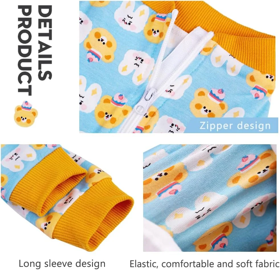 لباس نقاهت جراحی سگ برای سگ های کوچک و متوسط، لباس سگ برای جلوگیری از ریزش مو و لیسیدن زخم، لباس خواب سگ، جایگزین قیف گردنی (خرس-سگ نر-L)