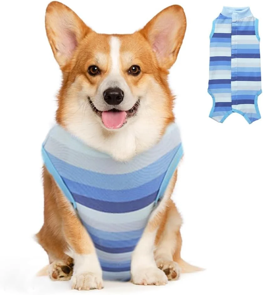 لباس محافظ سگ بعد از جراحی، لباس محافظ زخم بدن سگ، جایگزین قلاده الیزابت بعد از جراحی، لباس ریکاوری سگ، لباس ریکاوری جراحی حیوانات خانگی برای سگ ها، 8-12 کیلوگرم (سایز L)