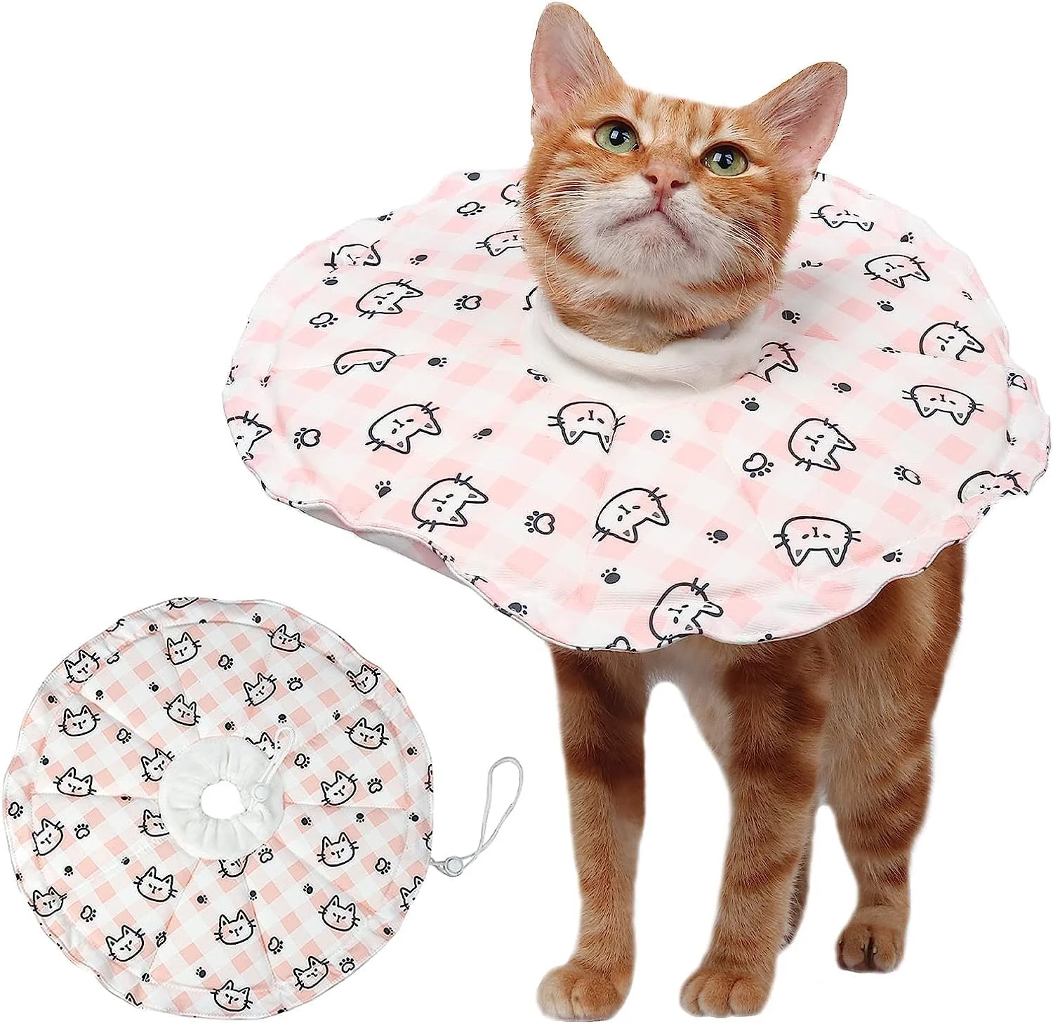 طوق گردنی گربه NALACAL، طوق بازیابی حیوانات خانگی زیبا و قابل تنظیم بعد از جراحی با طراحی بند کشی، نرم و تنفس پذیر، جلوگیری از گاز گرفتن گربه/بچه گربه/ توله سگ (صورتی، کوچک) طوق گردنی گربه NALACAL، طوق بازیابی حیوانات خانگی زیبا و قابل تنظیم بعد از جراحی با طراحی بند کشی، نرم و تنفس پذیر، جلوگیری از گاز گرفتن گربه/بچه گربه/ توله سگ (صورتی، کوچک)