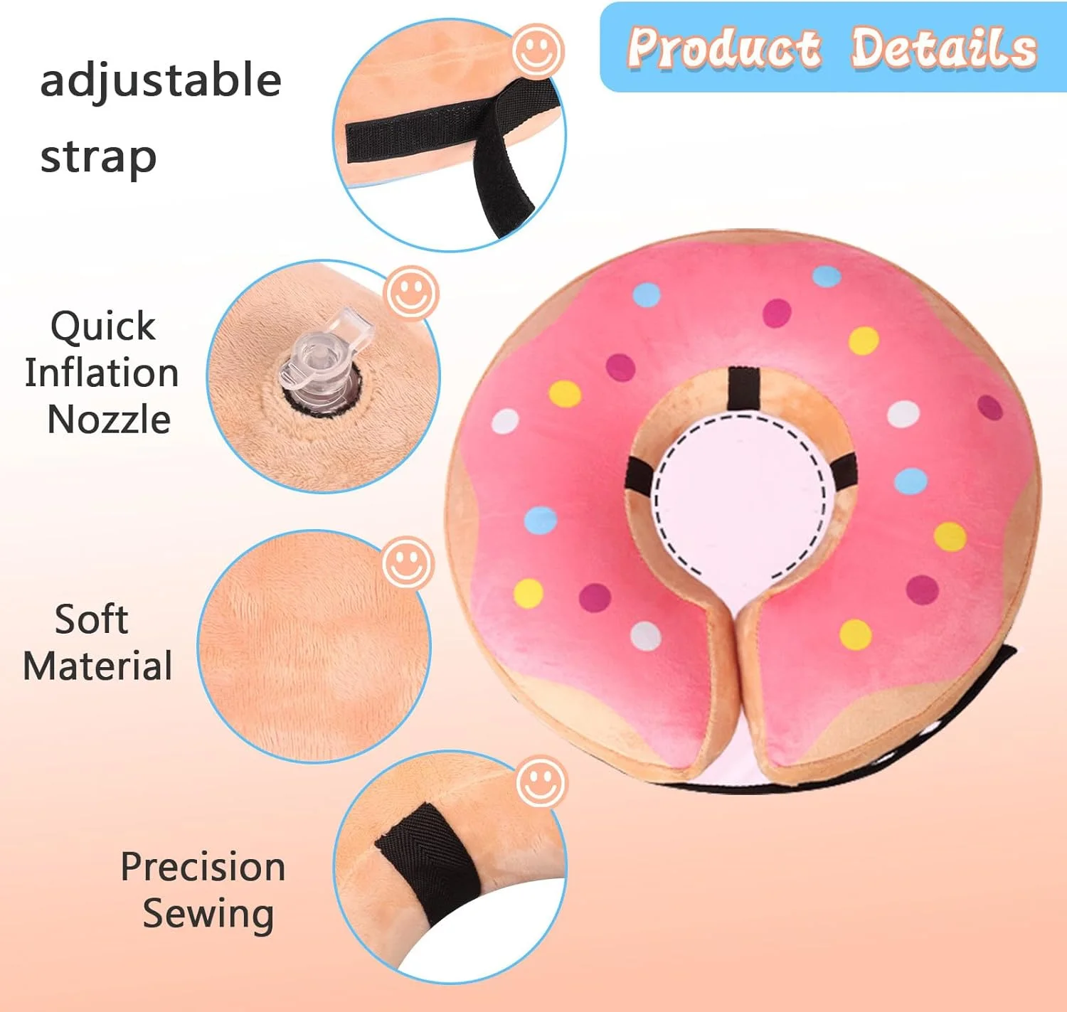 طوق گردنی بادی سگ برای بعد از جراحی، طوق گردنی بادی محافظ سگ، طوق بادی برای سگ ها و گربه ها، طوق گردنی بادی سگ برای جلوگیری از لیسیدن (طرح صورتی S)