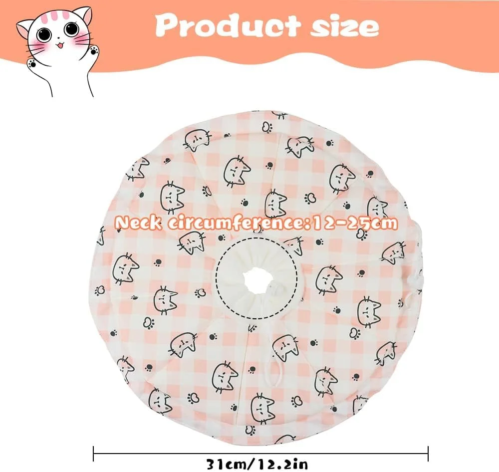 طوق گردنی محافظ گربه MAKINGTEC، طوق نرم و سبک برای بهبودی حیوانات خانگی با قابلیت تنظیم اندازه - صورتی