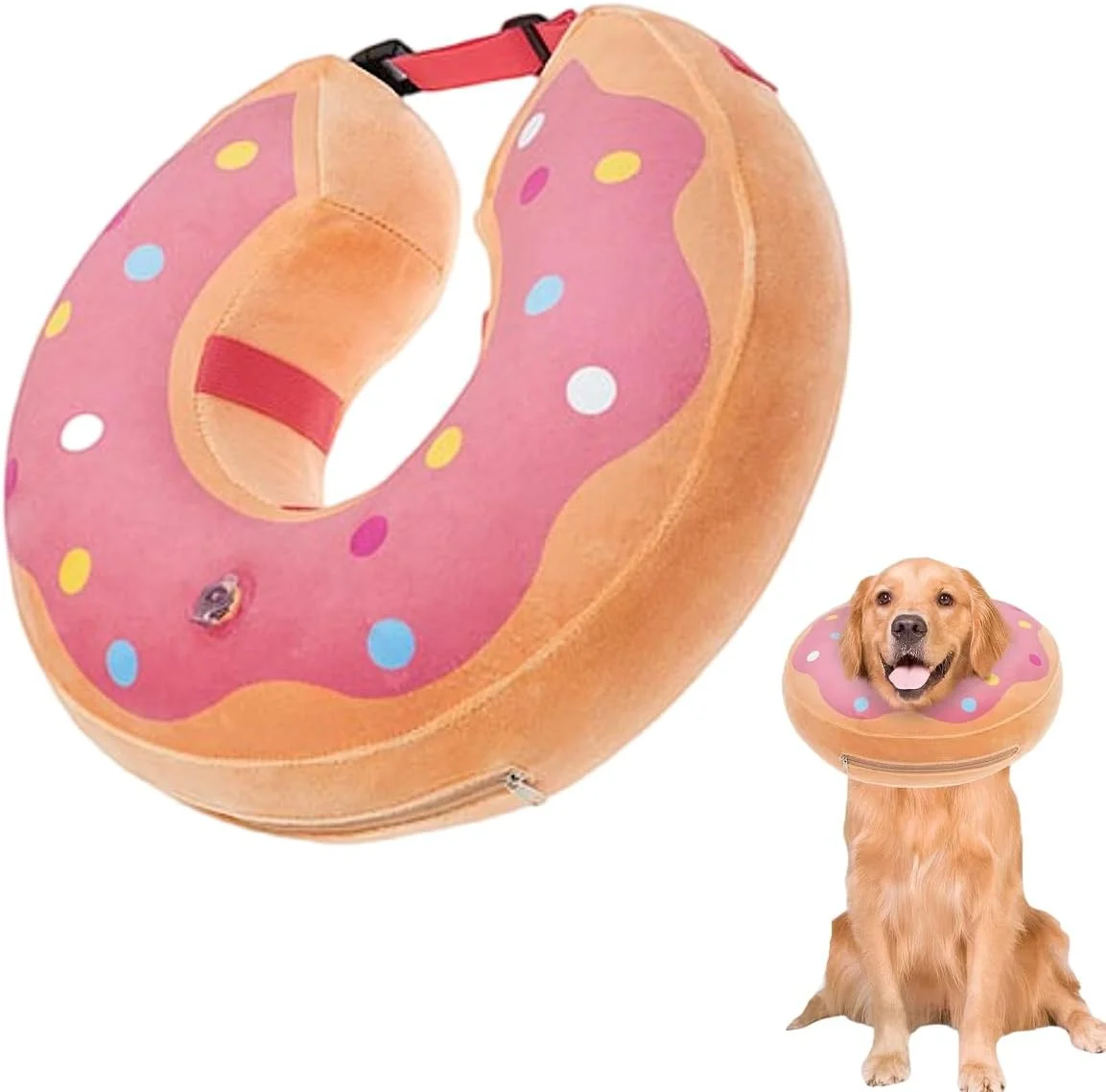 طوق بادی سگ Little Bean، طوق الیزابتی نرم سگ، بالش محافظتی و نرم برای سگ های بزرگ، جلوگیری از لیسیدن و گاز گرفتن، بهبود زخم (دونات های صورتی، [گردن: 40.6-47 سانتی متر] XL)