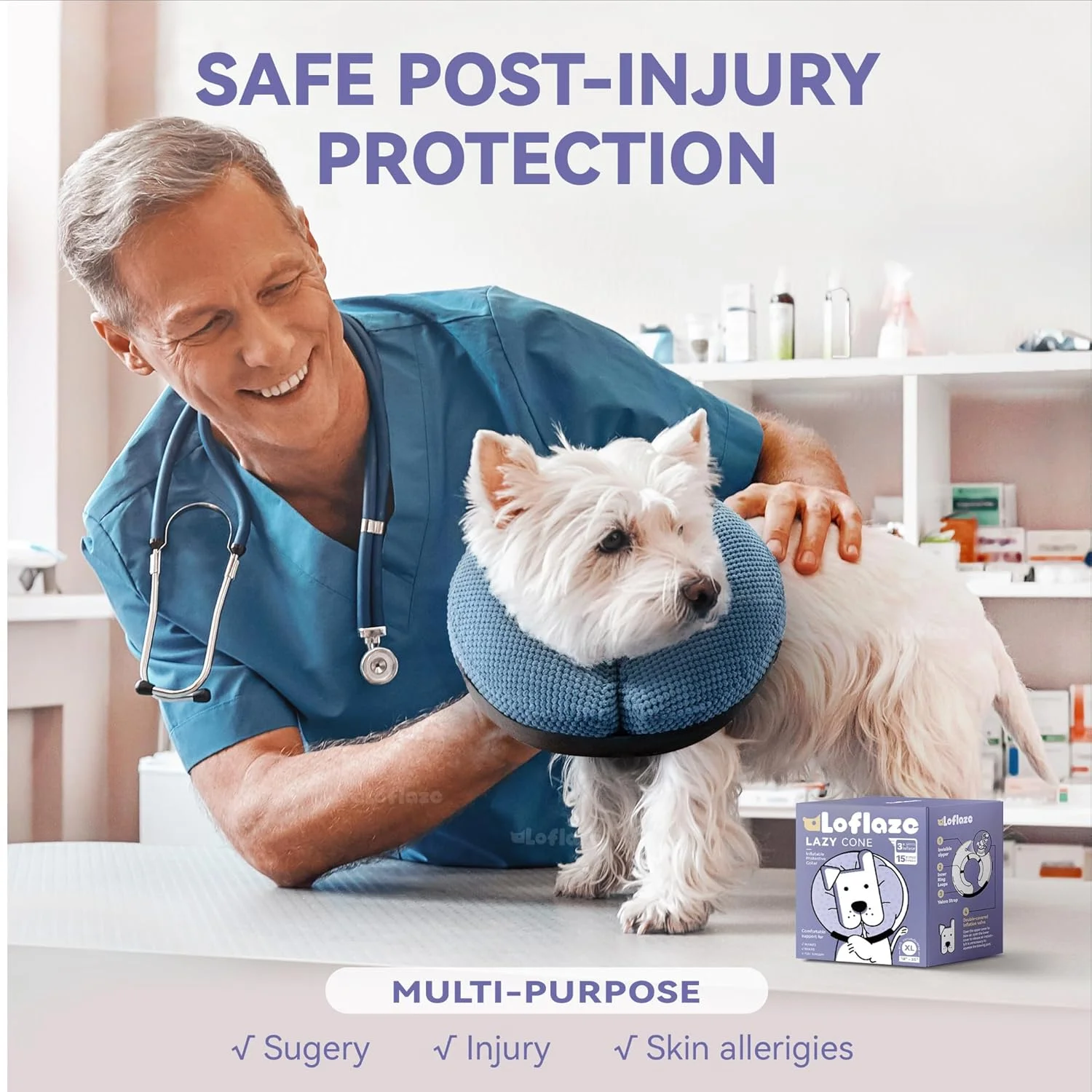 طوق بادی سگ - جایگزین طوق گردنی سگ بعد از جراحی - طوق نرم برای سگ های بزرگ، متوسط و کوچک و گربه ها - طوق ریکاوری جایگزین (آبی، XXL)