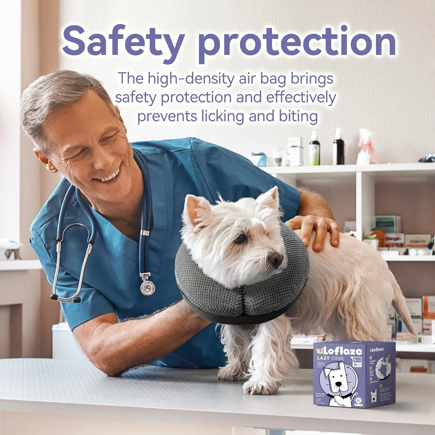 طوق بادی نرم سگ برای سگ های کوچک، متوسط و بزرگ - جایگزین طوق گردن برای دوران نقاهت بعد از جراحی - خاکستری سایز M