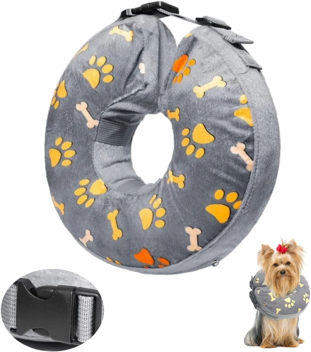 طوق بادی سگ Little Bean، طوق الیزابتی نرم سگ، بالش محافظ نرم برای سگ های بزرگ، جلوگیری از لیسیدن و گاز گرفتن، بهبود زخم (پنجه خاکستری، [گردن: 9.5"-11.5"] M)