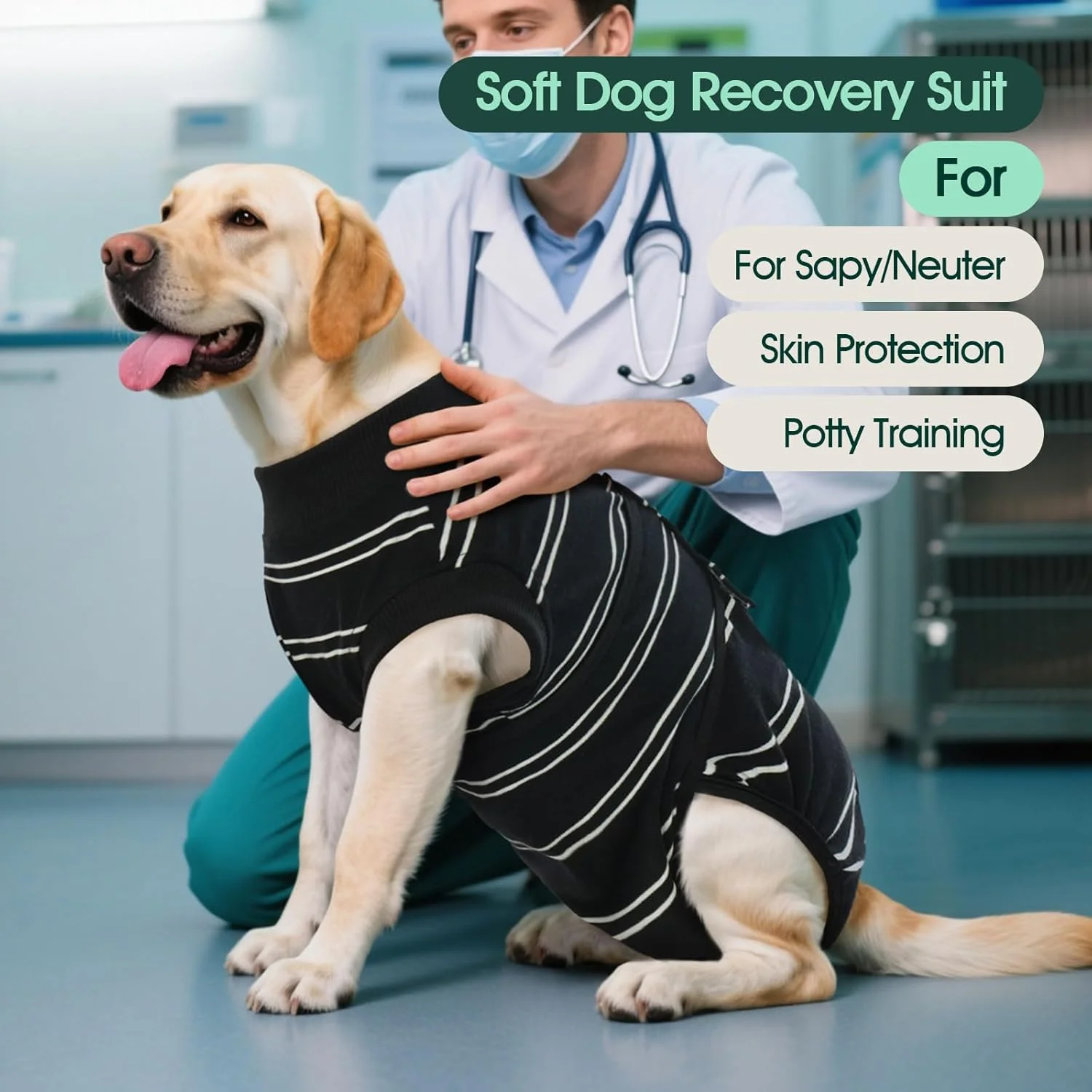 لباس ریکاوری سگ Kuoser، لباس یکسره سگ برای سگ های نر و ماده، لباس ریکاوری نرم سگ برای سگ های کوچک، متوسط و بزرگ، جایگزین قلاده و مخروط