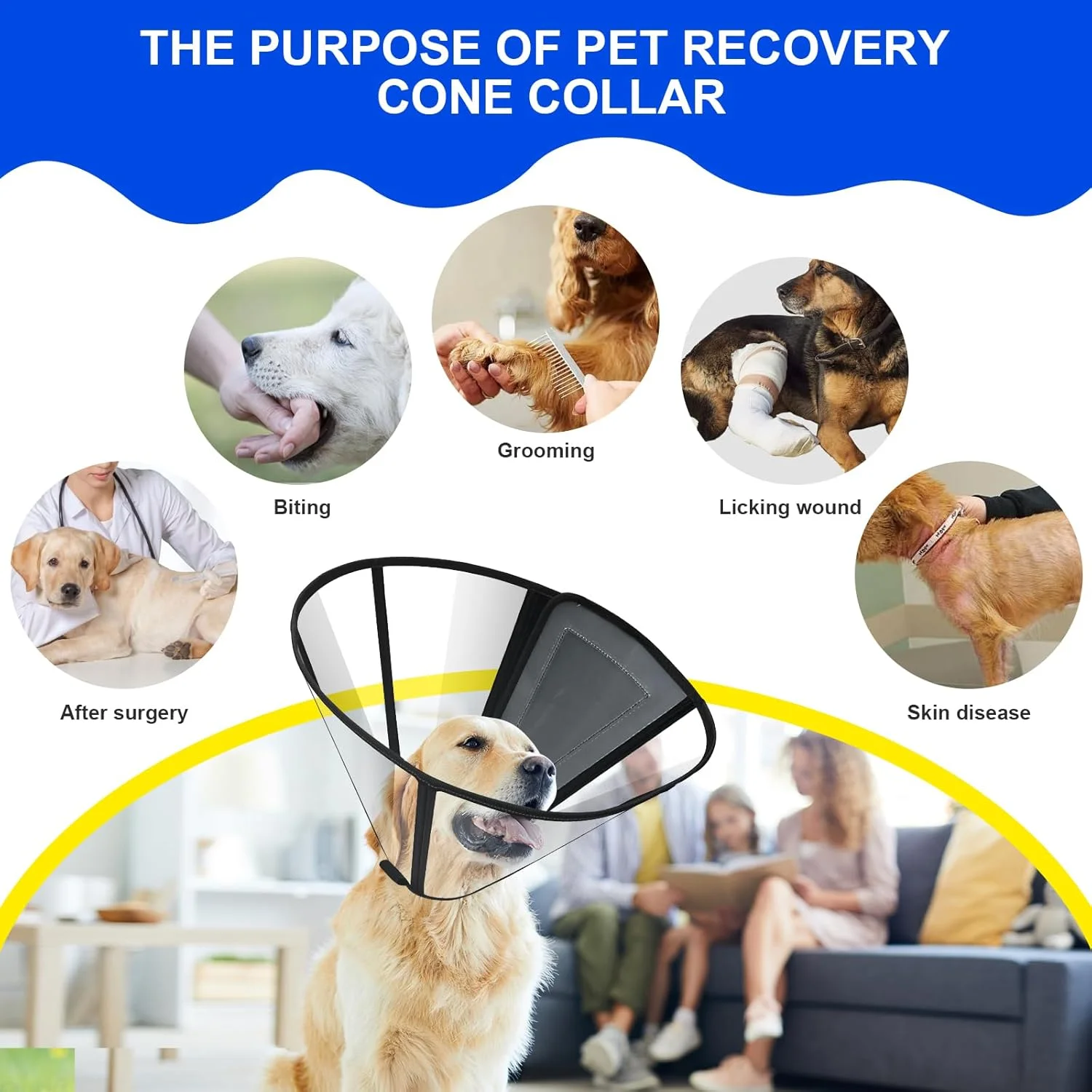 طوق گردنی سگ قابل تنظیم و نرم Lainergie برای دوران نقاهت بعد از جراحی، طوق محافظ گردن حیوانات خانگی راحت برای سگ های بزرگ و متوسط، طوق گردنی الیزابتی سگ (XXL، مشکی)