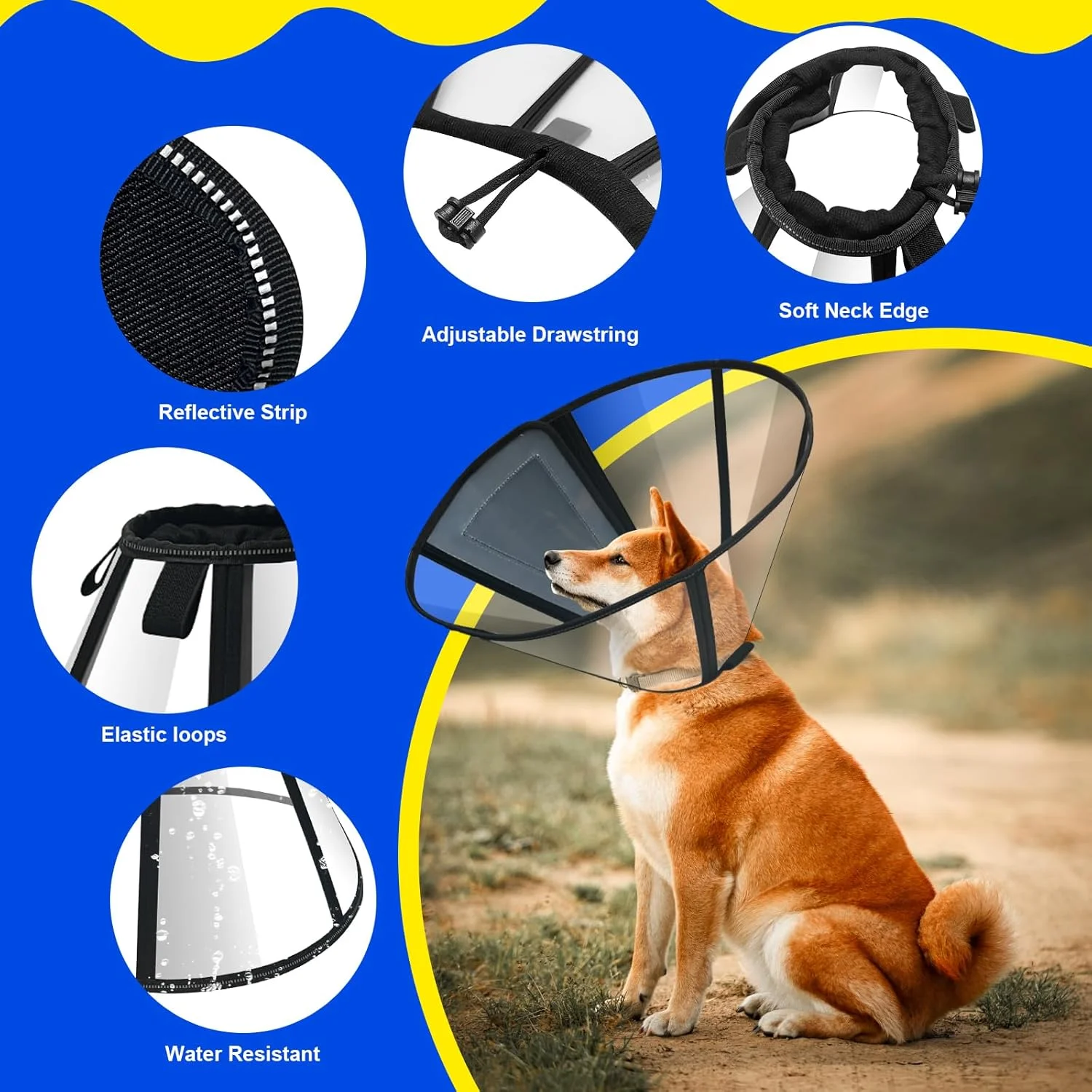 طوق گردنی سگ قابل تنظیم Lainergie، طوق الیزابتی (M) طوق گردنی سگ قابل تنظیم Lainergie، طوق الیزابتی (M)