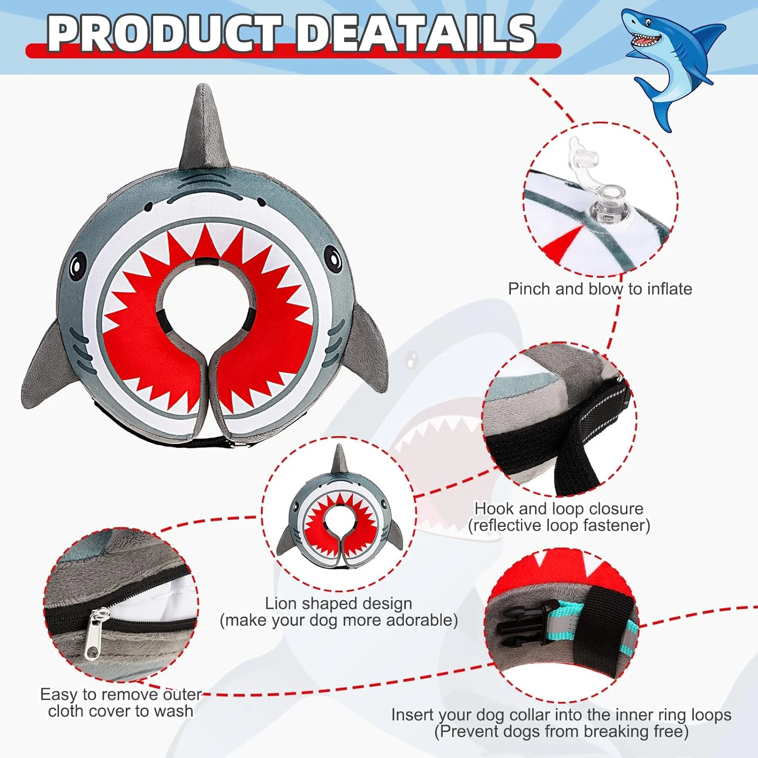 طوق گردنی بادی سگ KOOLTAIL، جایگزین طوق جراحی، طوق گردنی نرم بادی برای سگ های بزرگ و متوسط، طوق ریکاوری دوناتی قابل تنظیم برای حیوانات خانگی با قابلیت ضد لیسیدن پیشرفته و عدم ایجاد اختلال در دید