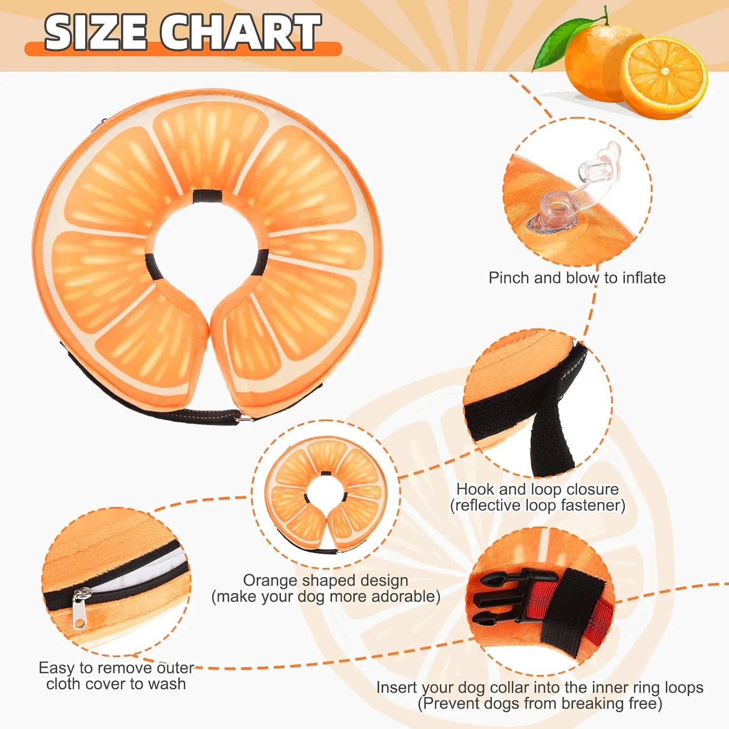 طوق گردنی بادی سگ KOOLTAIL، طوق نرم و راحت برای سگ های کوچک، متوسط و بزرگ، طوق گردنی قابل تنظیم برای سگ ها و گربه ها بعد از جراحی، طوق بهبودی با قابلیت ضد لیسیدن پیشرفته، نارنجی L