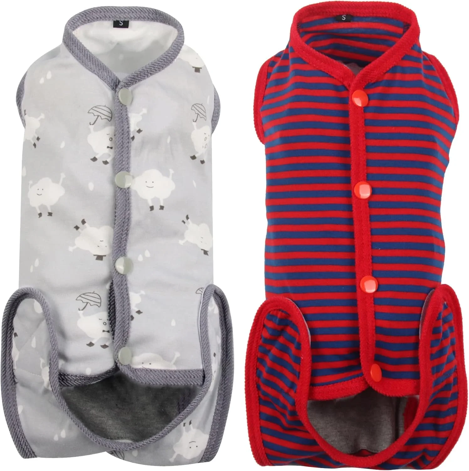 لباس نقاهت جراحی سگ، جایگزین قلاده الیزابت و مخروطی، لباس جراحی توله سگ، پیراهن نقاهت گربه، بانداژ زخم سگ برای جلوگیری از لیسیدن، 2 عدد