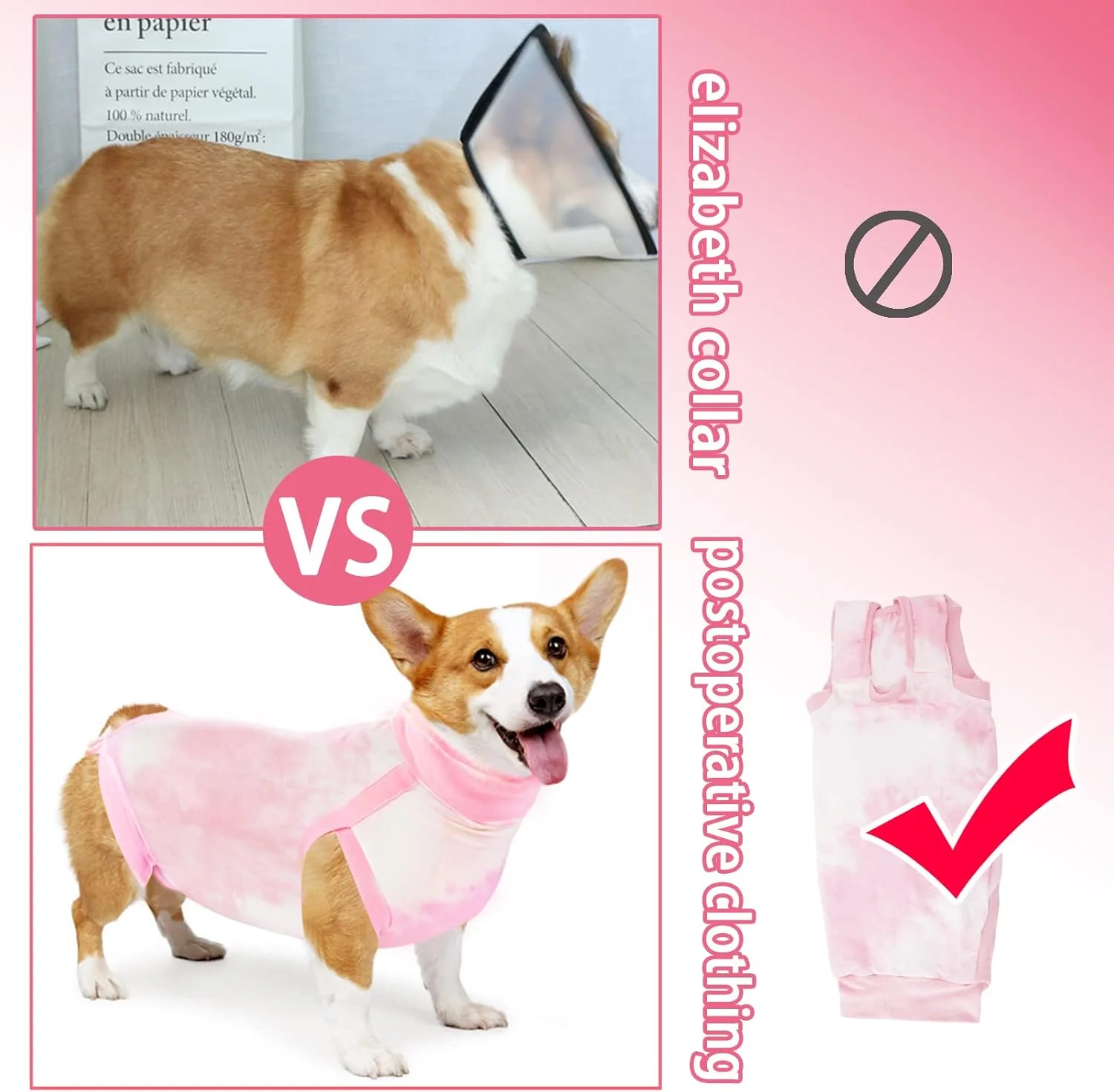 لباس ریکاوری سگ طرح کراواتی، پیراهن ریکاوری حیوانات خانگی، لباس یکسره سگ برای جراحی، لباس بدن کامل جراحی سگ، محافظ زخم شکمی