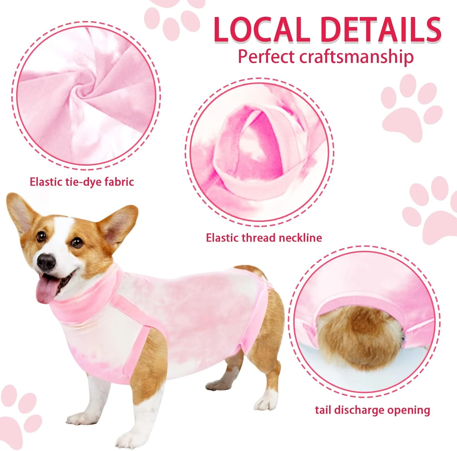 لباس ریکاوری سگ طرح کراواتی، پیراهن ریکاوری حیوانات خانگی، لباس یکسره سگ برای جراحی، لباس بدن کامل جراحی سگ، محافظ زخم شکمی