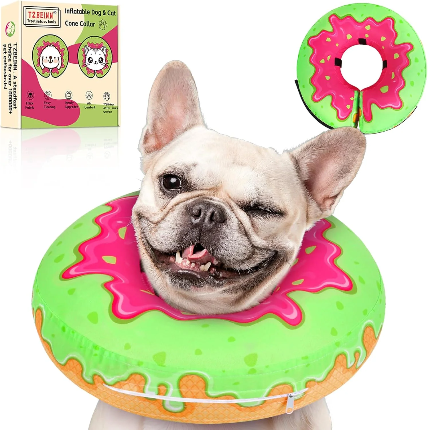 طوق گردنی بادی سگ، جایگزین قیف بعد از جراحی، طوق نرم سر/گردن به شکل دونات برای سگ های نژاد بیگل، داشهوند و سگ های متوسط ​​و غیره، طوق محافظ راحت دید را مسدود نمی کند