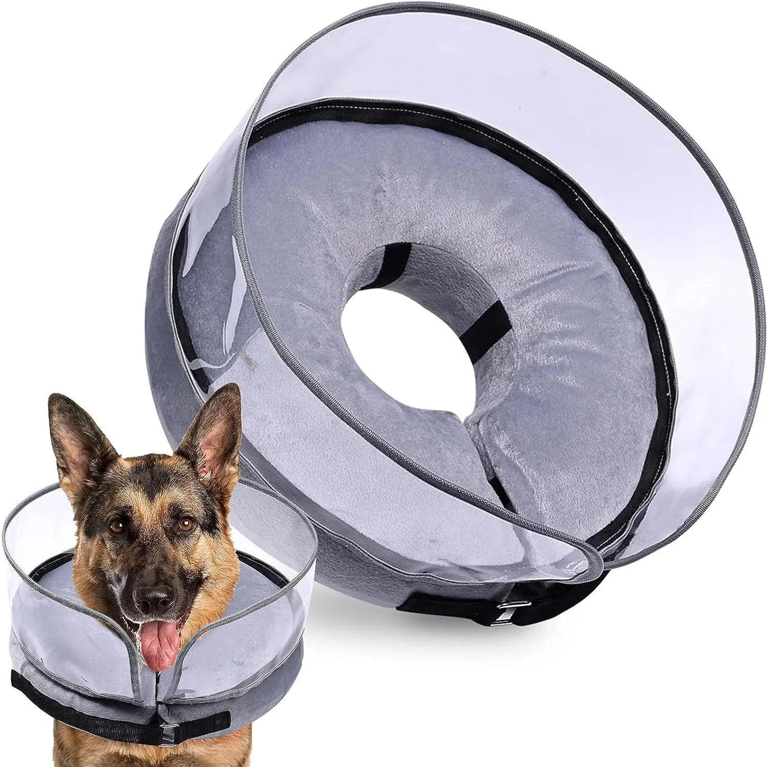 طوق بادی سگ، طوق الیزابتی سگ، طوق بادی محافظ برای سگ ها، طوق ریکاوری قابل تنظیم، برای سگ ها بعد از جراحی برای جلوگیری از لیسیدن زخم