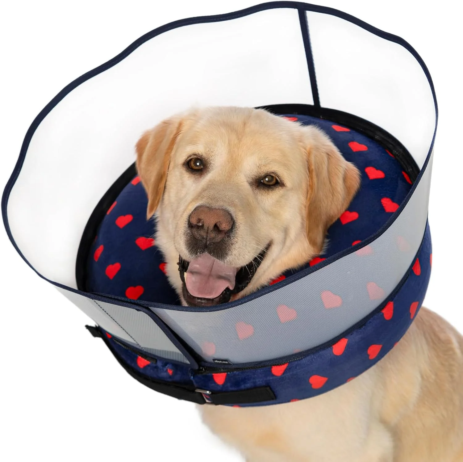 طوق بادی سگ با محافظ ضد لیس پیشرفته - طوق گردنی نرم و قابل تنظیم برای سگ ها و گربه ها بعد از جراحی - مناسب برای حیوانات خانگی بزرگ، متوسط و کوچک (آبی طرح عشق، متوسط)