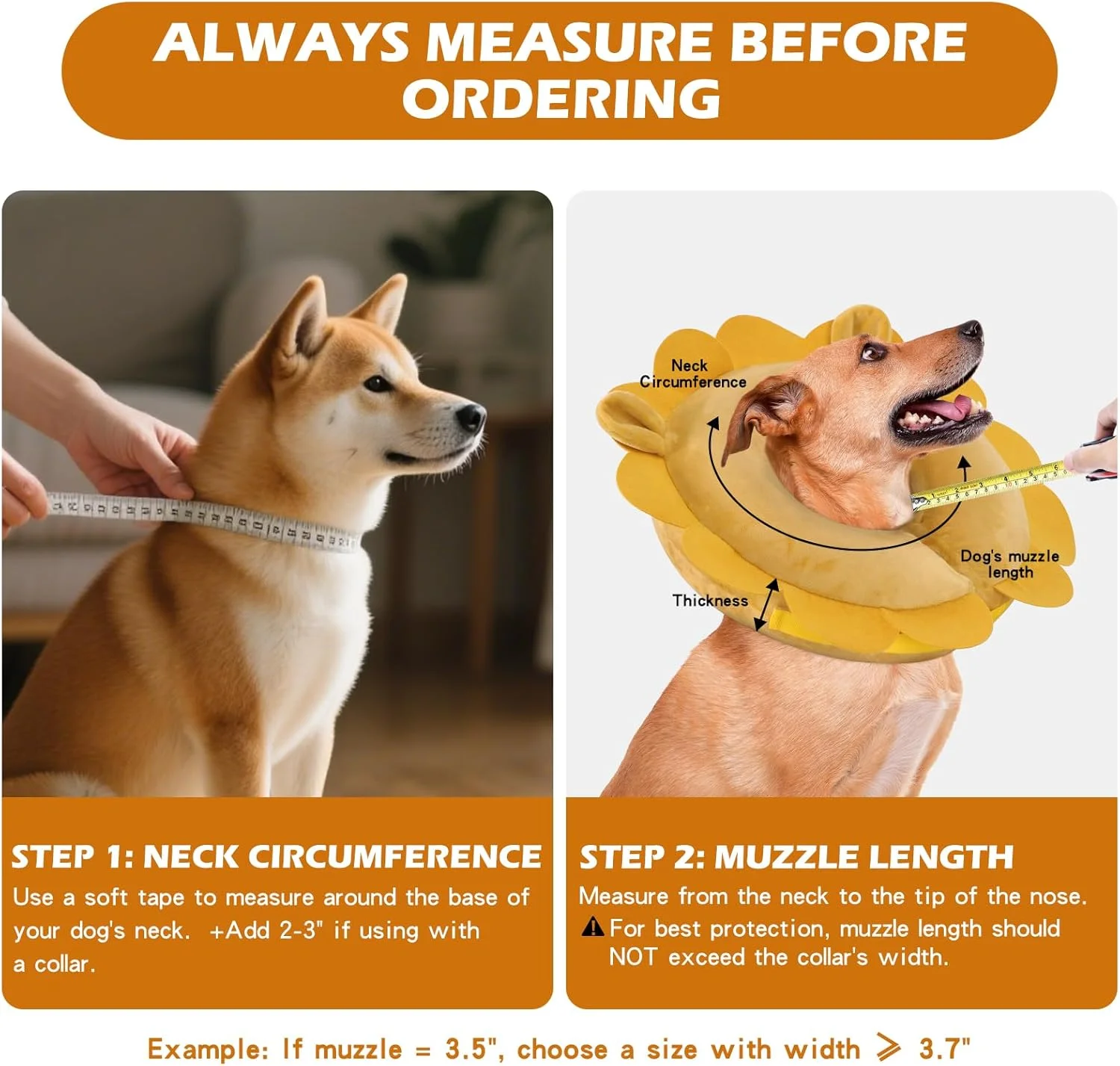 طوق گردنی بادی التیام زخم سگ اییوملر، طوق محافظتی دوناتی، طوق نرم و قابل تنظیم برای سگ و گربه بعد از جراحی، جلوگیری از گاز گرفتن و خراشیدن EU004، سایز بزرگ