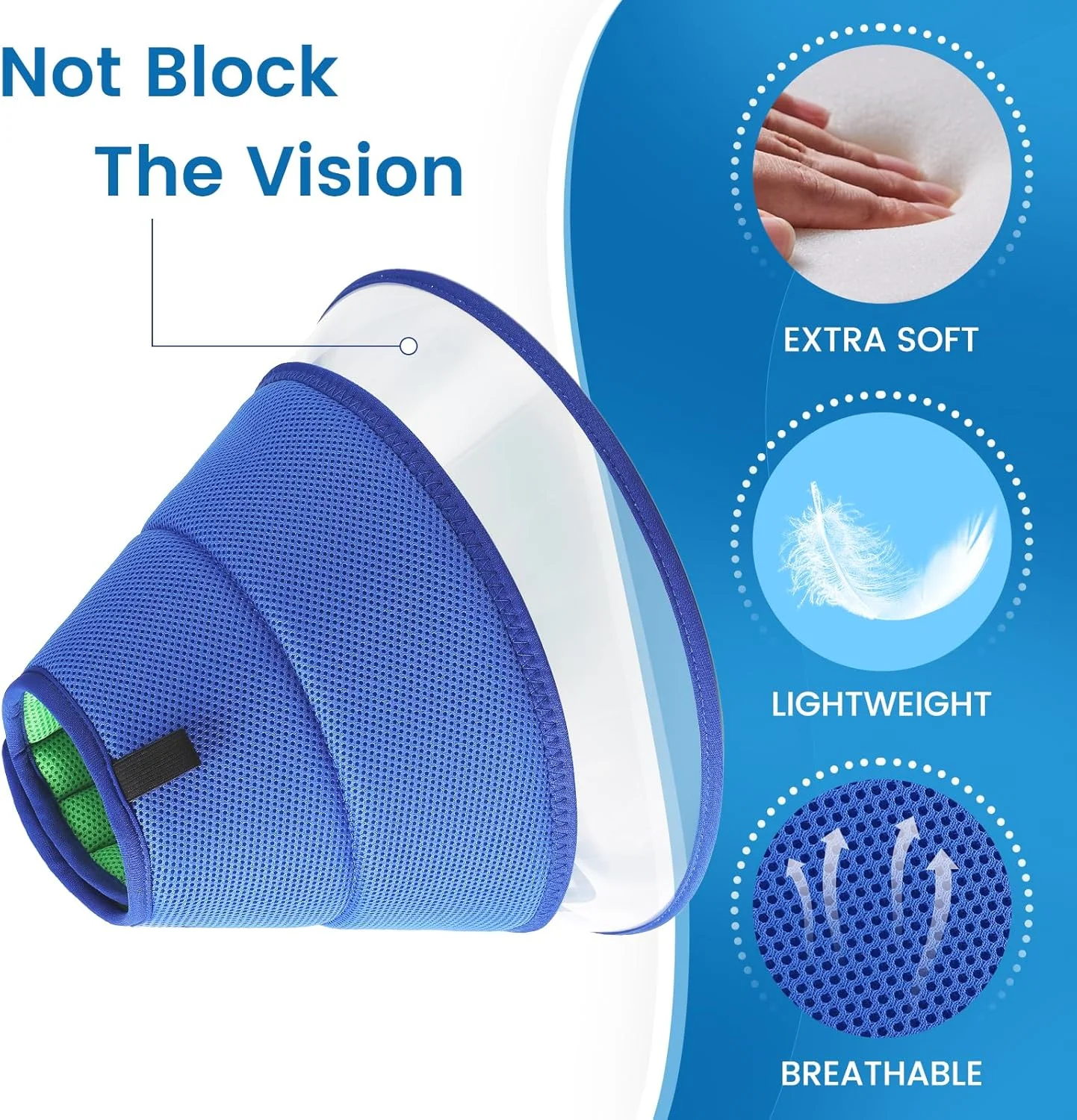 طوق سگ نرم، طوق محافظ، محافظت در برابر نشت، طوق سگ تنفسی، طوق سگ قابل تنظیم، محافظت در برابر لیسیدن، طوق سبک وزن برای سگ ها، الیزابتان حیوانات خانگی (سایز 4، آبی)