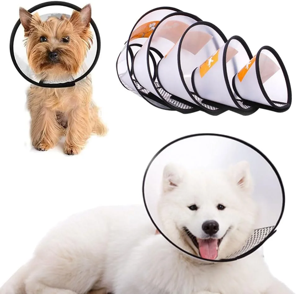 طوق محافظ سگ - لبه نرم، پلاستیک انعطاف پذیر محافظ قابل تنظیم برای دوران نقاهت بعد از جراحی و بهبود زخم - سایز S (گردن 26-33 سانتی متر)