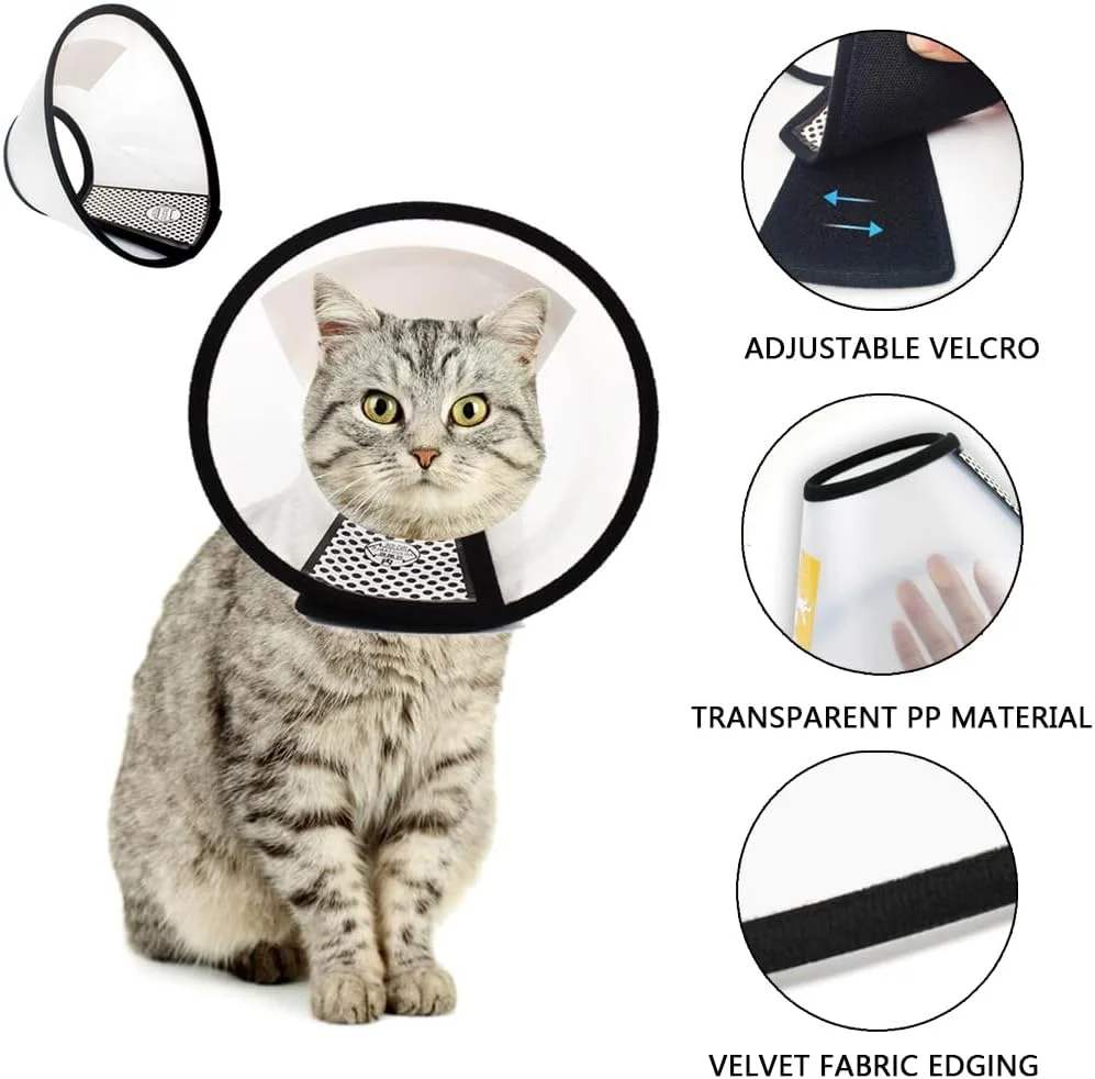 طوق محافظ سگ - لبه نرم، پلاستیک انعطاف پذیر محافظ قابل تنظیم برای دوران نقاهت بعد از جراحی و بهبود زخم - سایز S (گردن 26-33 سانتی متر)