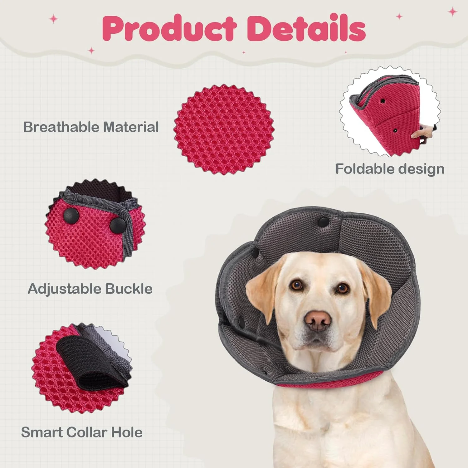 طوق محافظ سگ سایز خیلی بزرگ، طوق نرم برای سگ های بزرگ، متوسط و کوچک، جایگزین قابل تنظیم طوق سگ برای جلوگیری از لیسیدن، طوق الیزابتی راحت برای التیام زخم بعد از جراحی و نقاط داغ - گلبهی