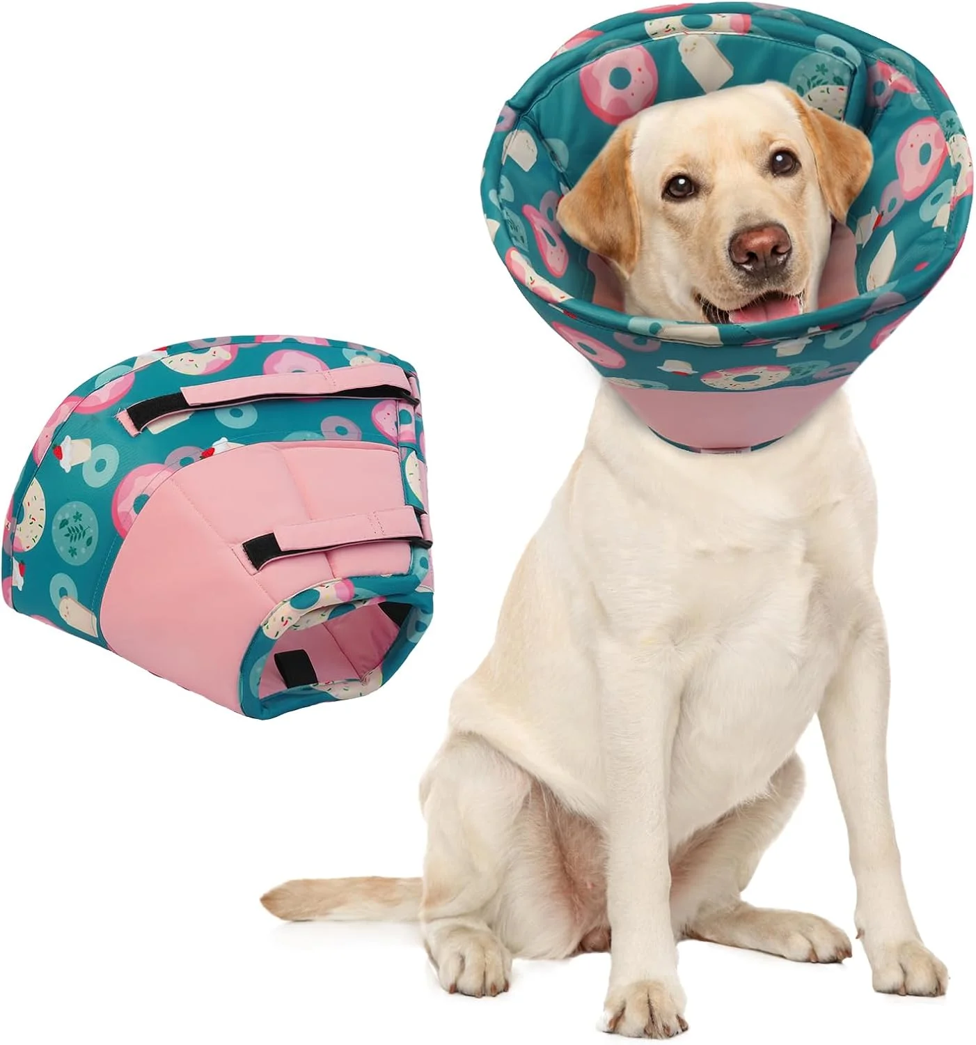 قلاده سگ - قلاده نرم و قابل تنظیم سگ برای محافظت از لیس زدن، ضد آب، محافظت از آسیب ها یا زخم ها، لیس زدن یا خراش (صورتی L)