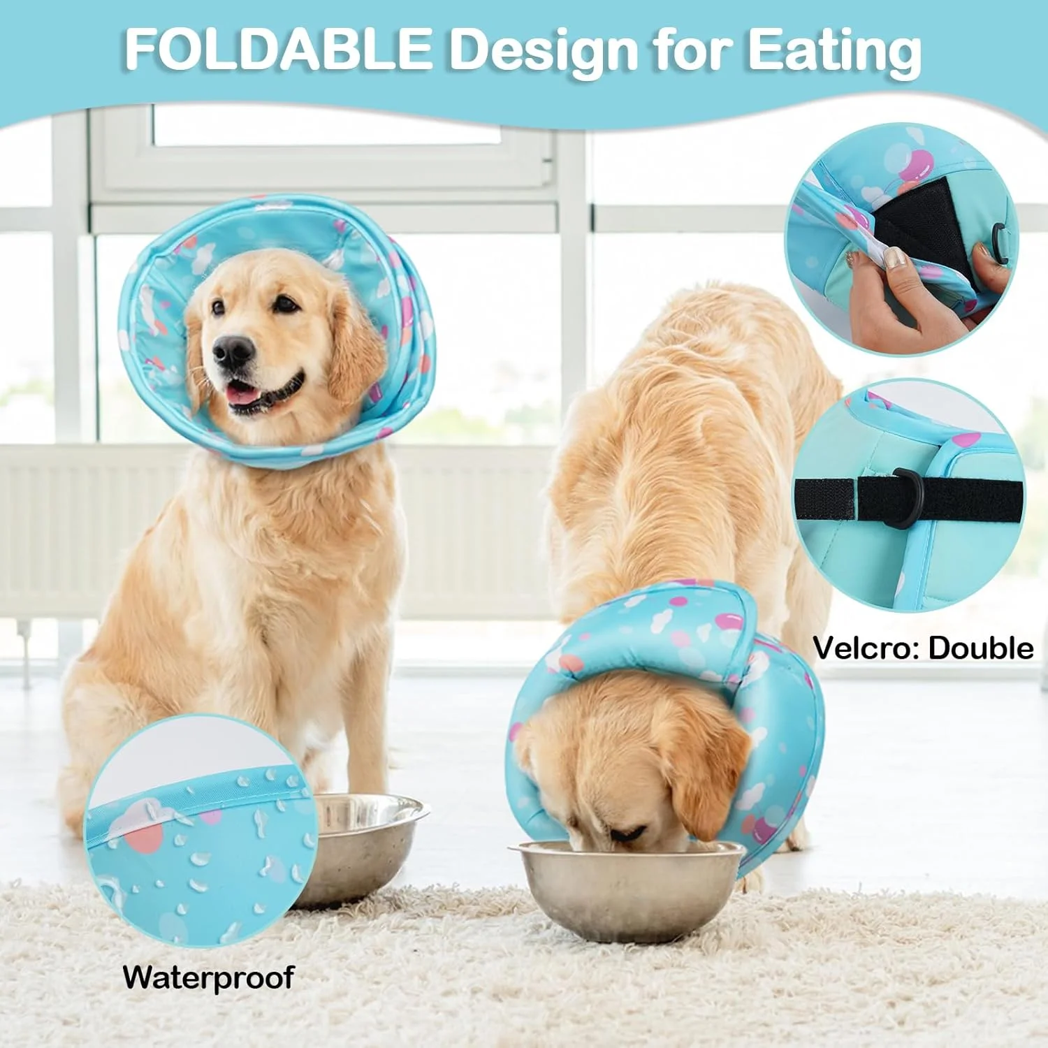 قلاده سگ - قلاده سگ نرم و قابل تنظیم برای محافظت از لیس زدن، ضد آب، محافظت از آسیب ها، زخم ها، لیس زدن یا خراش (آبی M)