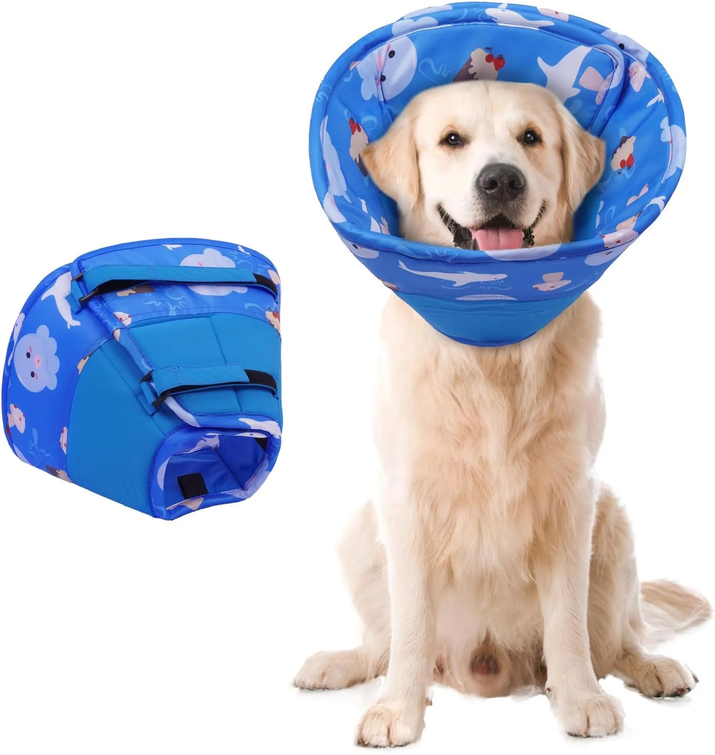 قلاده سگ - قلاده نرم و قابل تنظیم سگ برای محافظت در برابر لیسیدن، ضد آب، محافظت از آسیب ها یا زخم ها، لیسیدن یا خراش (آبی تیره XL)