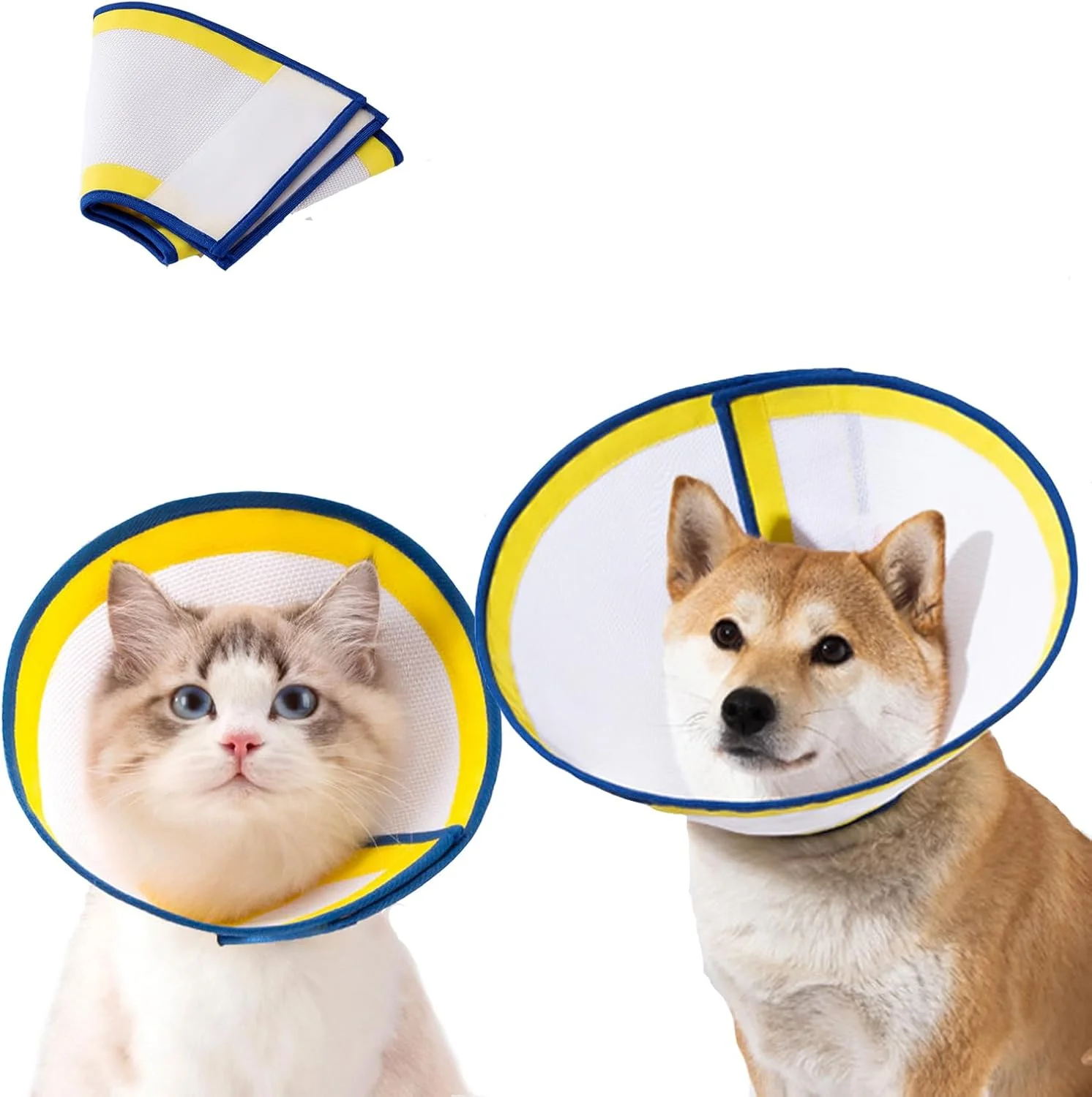 مخروطی توری فوق العاده نرم برای گربه، جایگزین یقه الیزابتی تنفسی برای حیوانات خانگی بعد از جراحی، یقه گردنی قابل تنظیم رنگارنگ برای بهبودی سریعتر، ضد گاز گرفتن/لیسیدن برای گربه، سگ های کوچک، خرگوش