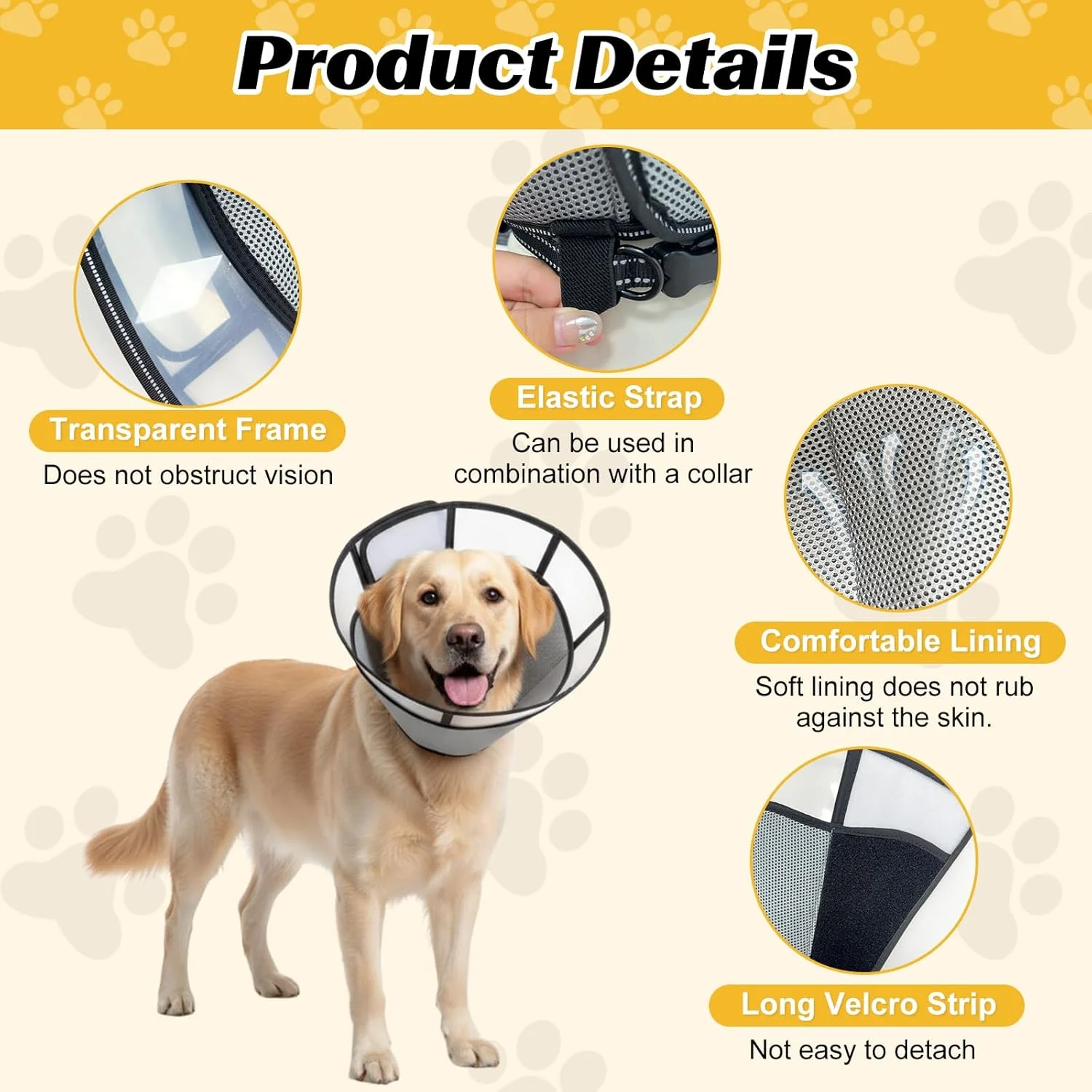 طوق سگ، طوق های نرم سگ بعد از جراحی، قلاده های ریکاوری برای سگ ها، طوق برای جلوگیری از لیسیدن، قلاده ریکاوری گردنی قابل تنظیم برای حیوانات خانگی (خاکستری، XL، 40-53 سانتی متر)