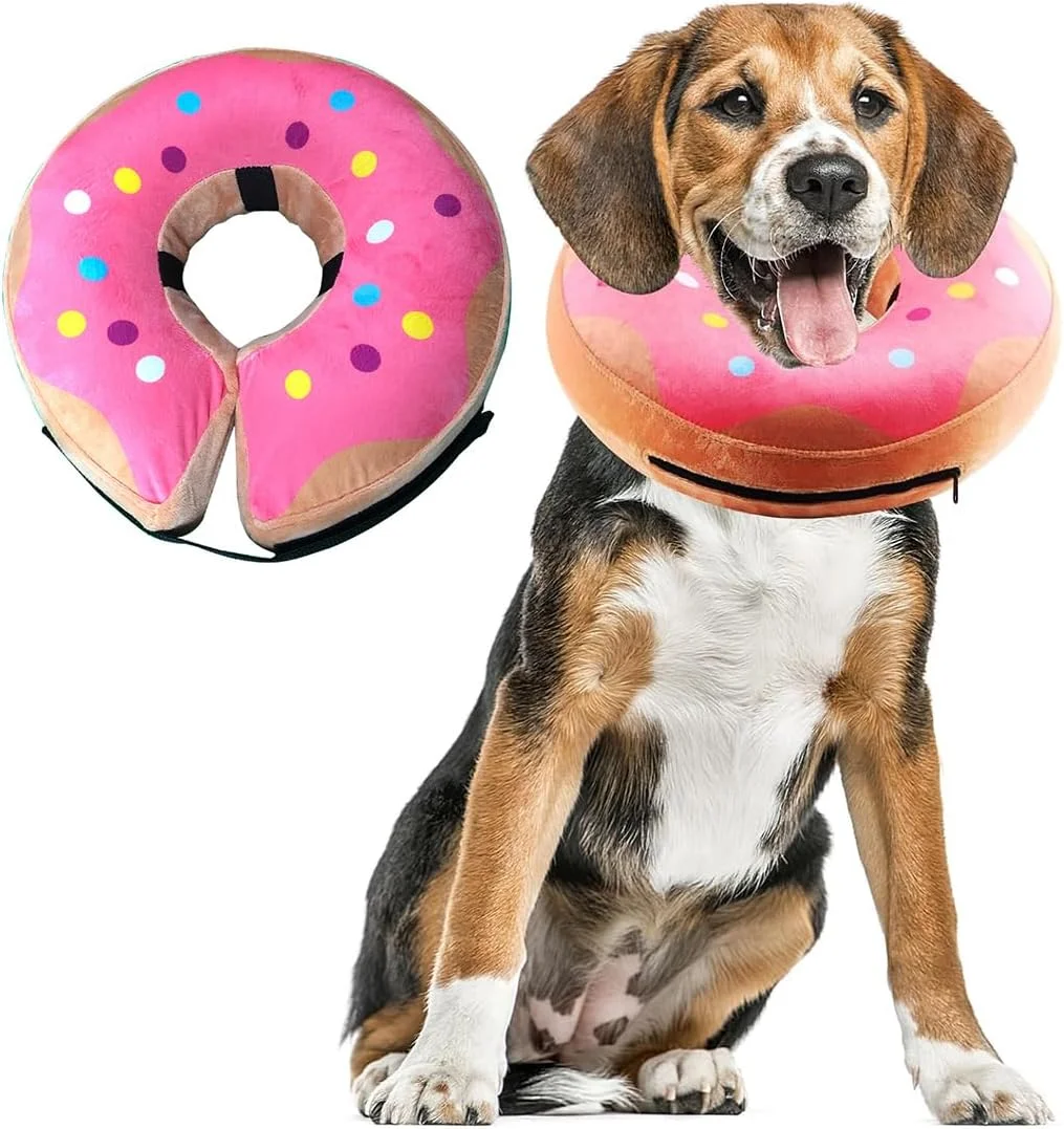 طوق گردنی بادی PVC دایره الیزابت، طوق محافظتی برای حیوانات خانگی، محافظت ضد نشت بعد از جراحی (صورتی، سایز S، برای سگ ها)
