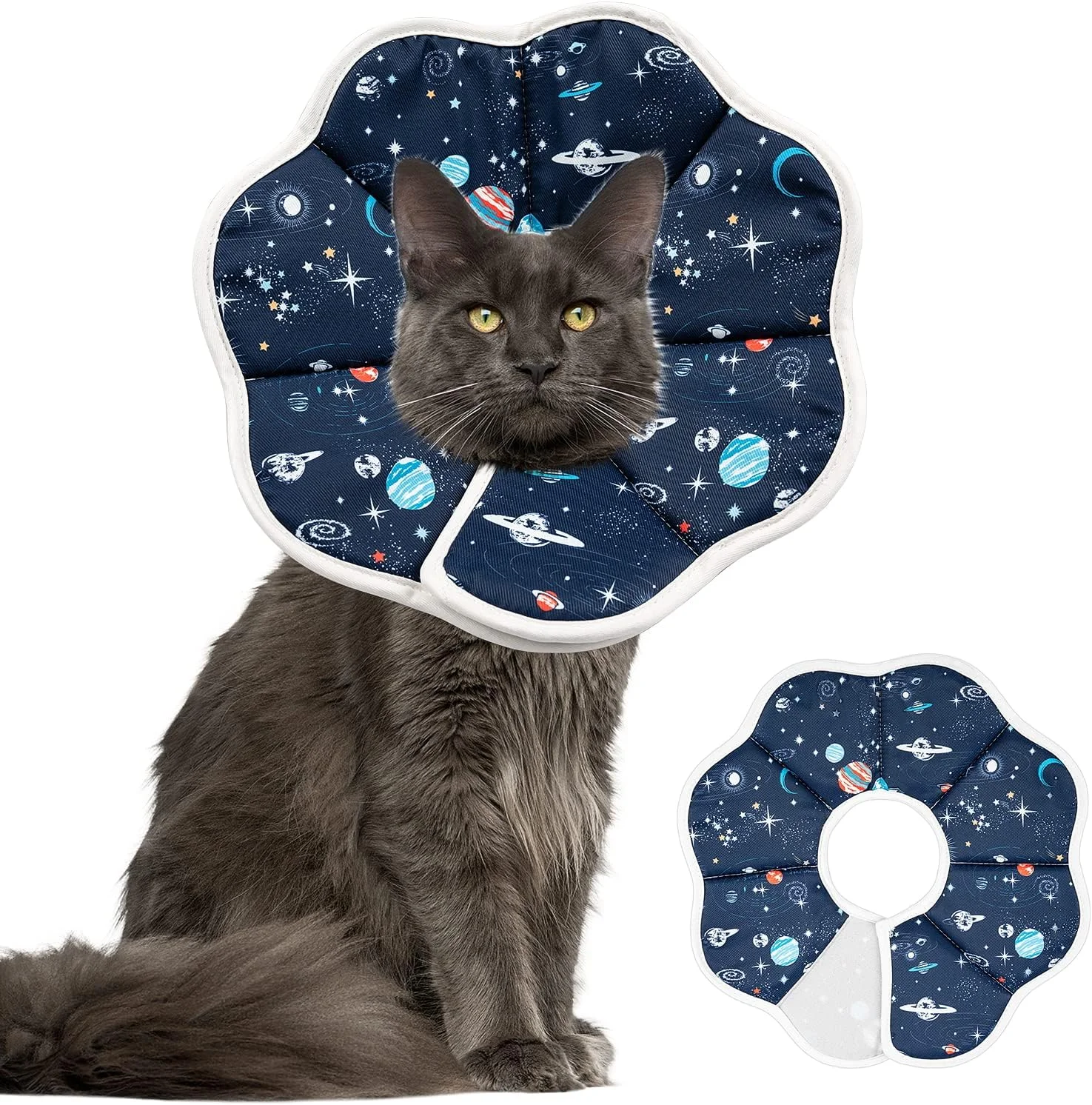 طوق گردنی گربه Depets، نرم، سبک و قابل تنظیم برای جلوگیری از لیسیدن، ضد آب، مناسب برای گربه، توله سگ، خرگوش و حیوانات کوچک بعد از جراحی و نظافت، دور گردن 24 سانتی متر