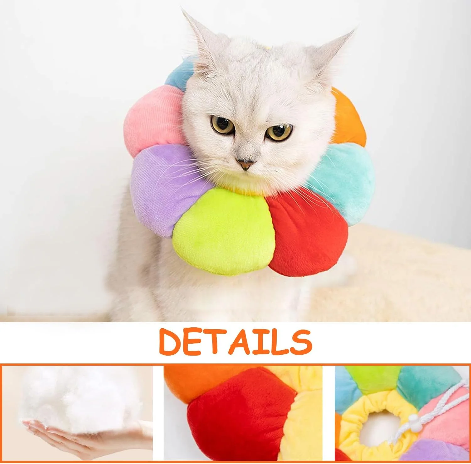 طوق گردنی گربه نرم، طوق محافظتی گربه قابل تنظیم و زیبا، طوق محافظ حیوانات خانگی راحت برای گربه ها و سگ های کوچک، جلوگیری از لیسیدن و خراشیدن