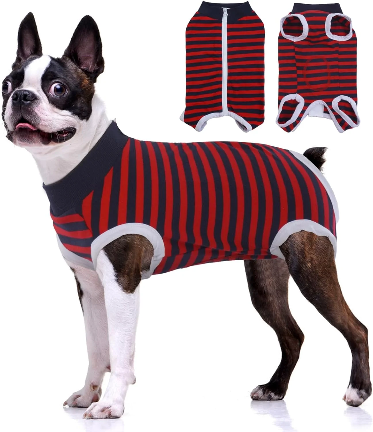 لباس ریکاوری سگ BRKURLEG، لباس ریکاوری حیوانات خانگی بعد از جراحی، لباس جراحی شکمی، لباس یکسره راه راه سگ توله سگ، جلیقه راحت برای زخم های شکمی ضد لیسیدن، XL