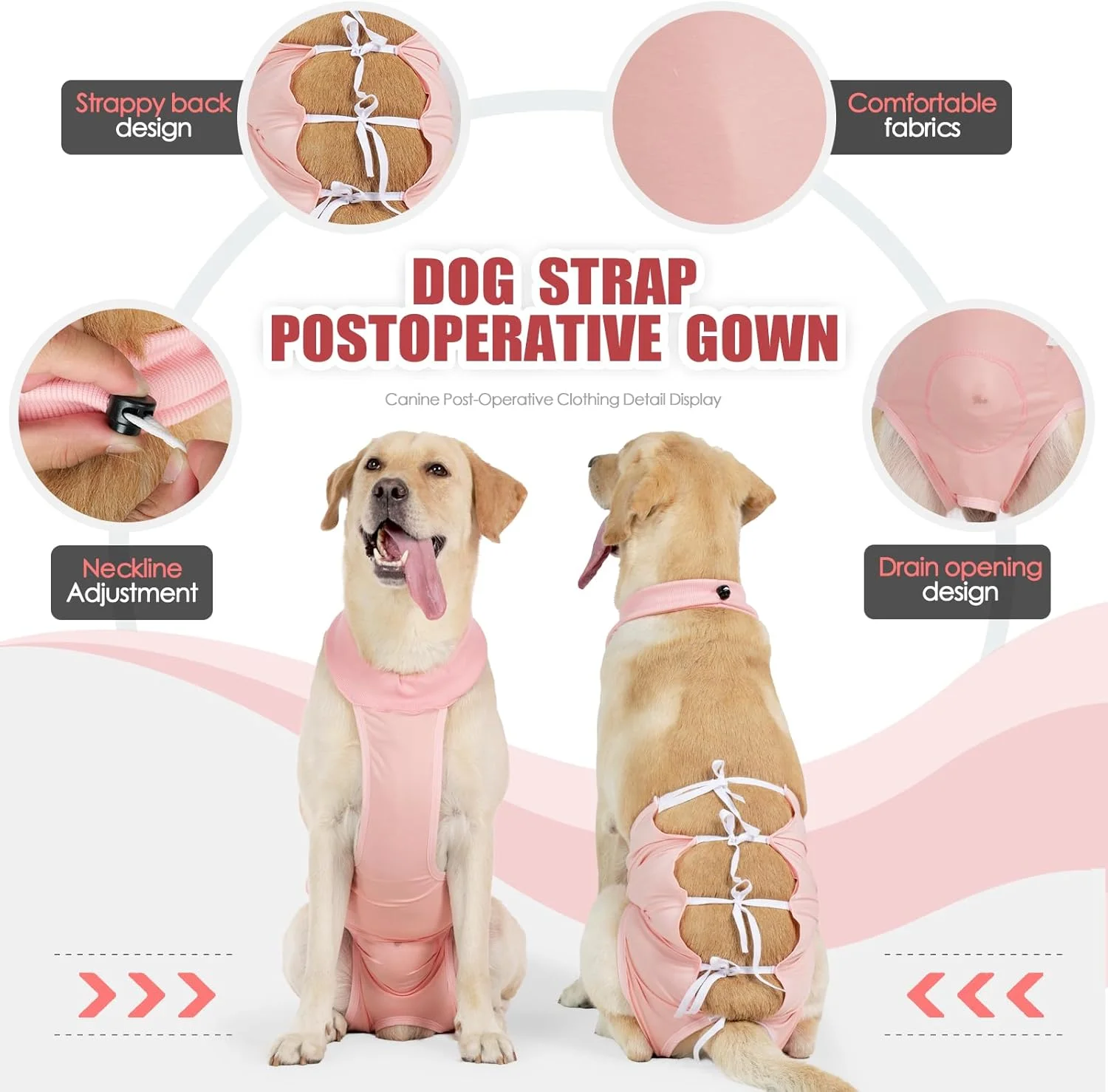 لباس نقاهت جراحی سگ، جایگزین مخروطی، قابل تنظیم، جلوگیری از لیسیدن، مناسب سگ های کوچک و متوسط (صورتی، L) لباس نقاهت جراحی سگ، جایگزین مخروطی، قابل تنظیم، جلوگیری از لیسیدن، مناسب سگ های کوچک و متوسط (صورتی، L)