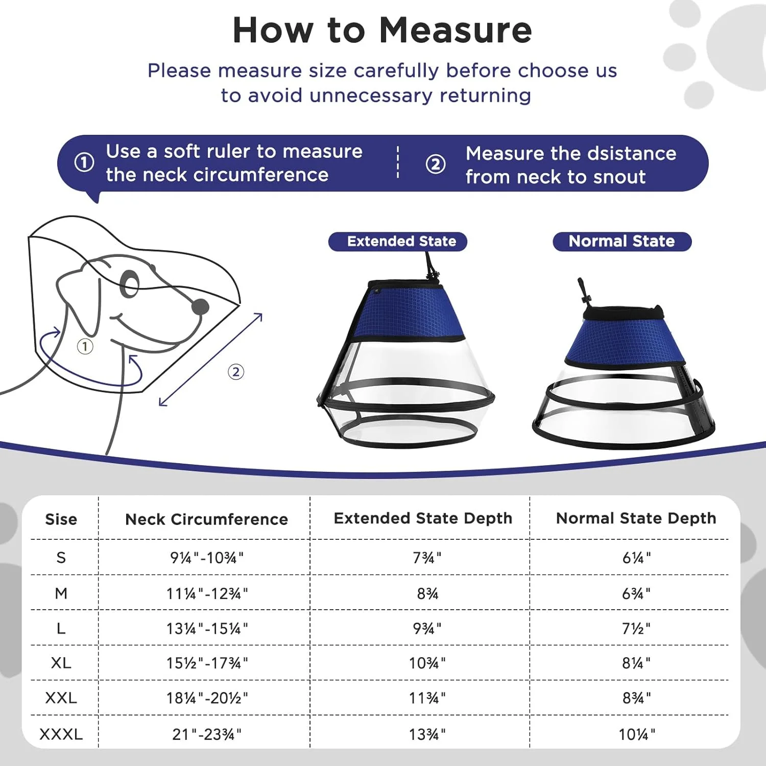 طوق محافظ سگ، طوق های نرم و شفاف جایگزین برای سگ های کوچک، بزرگ و متوسط، طوق های ریکاوری حیوانات خانگی با عمق قابل تنظیم، طوق الیزابتی برای جلوگیری از لیسیدن زخم (آبی-L)