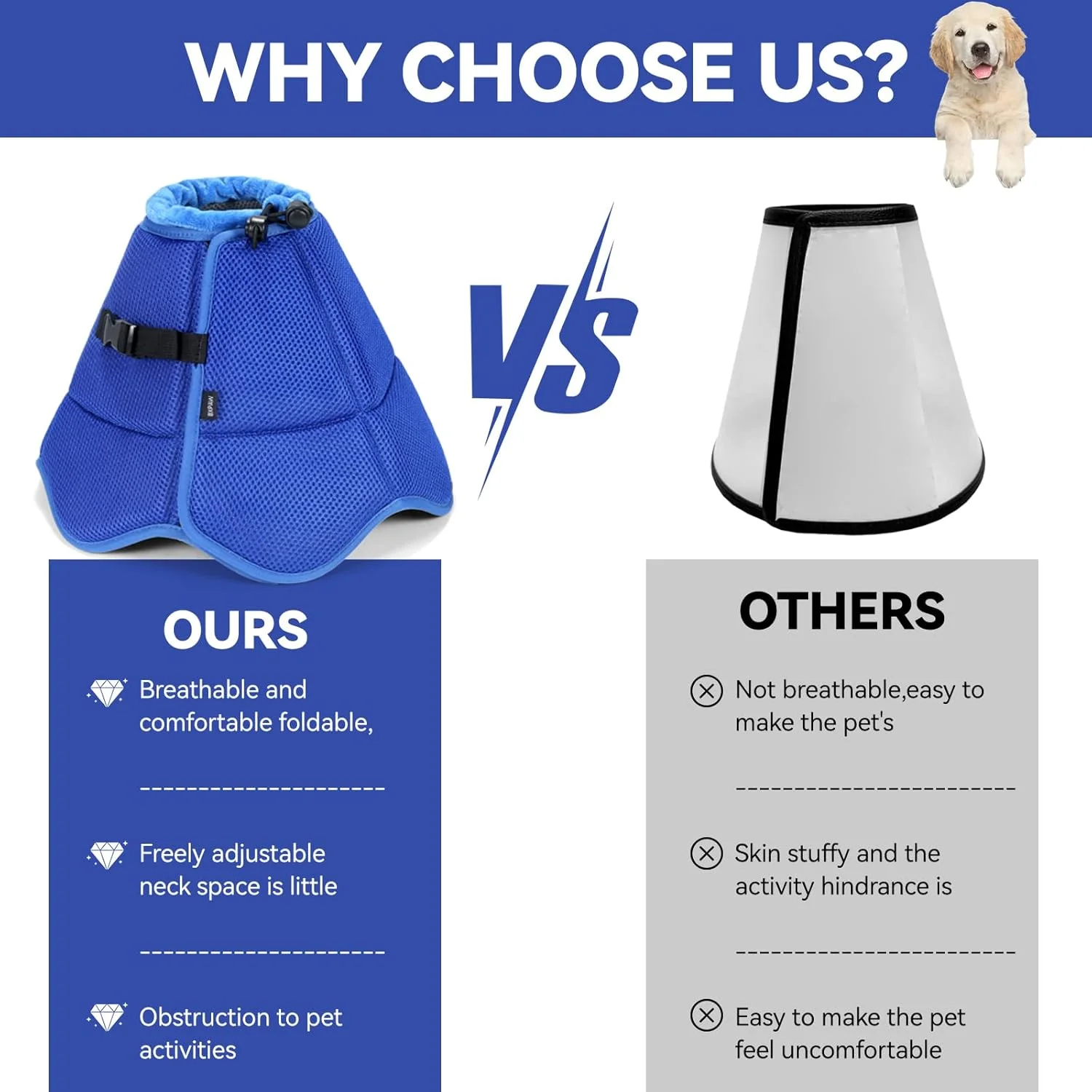 طوق گردنی نرم سگ - طوق محافظتی قابل تنظیم برای سگ ها بعد از جراحی، طوق تنفسی برای سگ های متوسط برای جلوگیری از لیسیدن، طوق راحت حیوانات خانگی برای مراقبت از زخم، عقیم سازی (M)