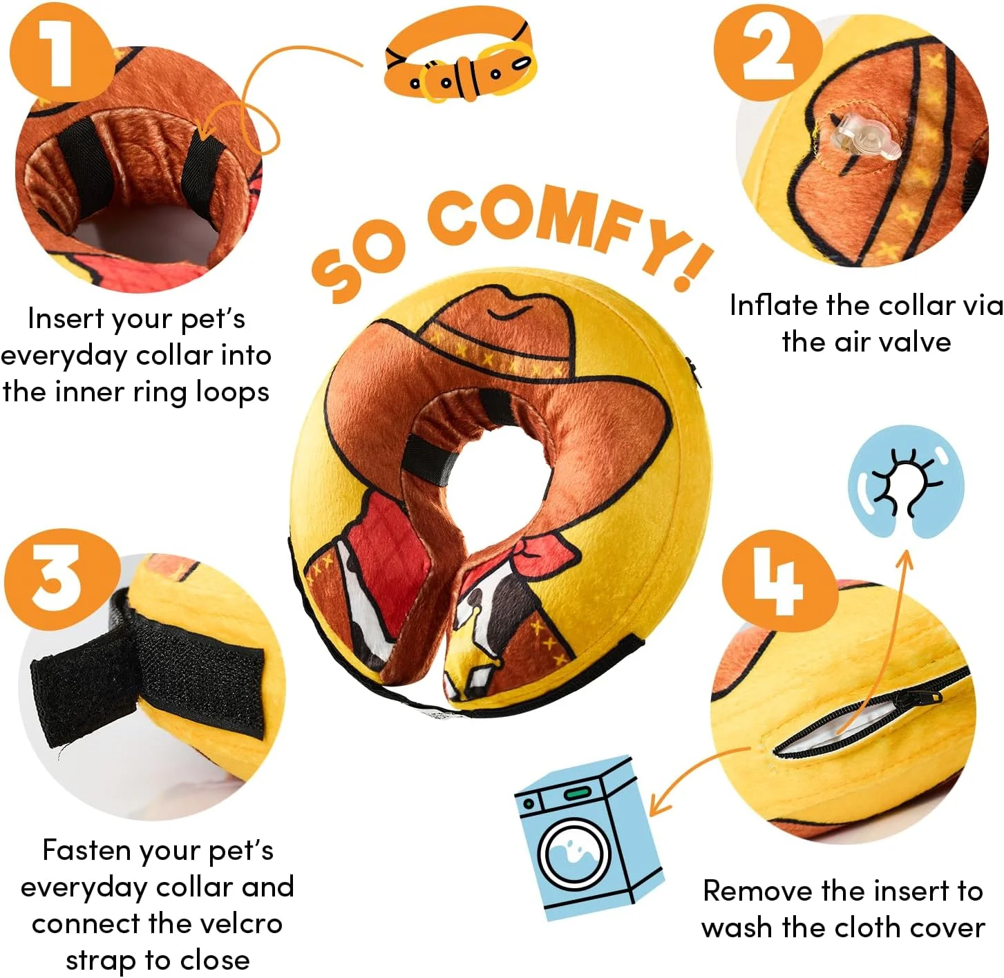 طوق محافظ بادی بنکمیت برای سگ و گربه - طوق نرم برای دوران نقاهت حیوانات خانگی، دید را مسدود نمی کند (بسیار بزرگ، کابوی)