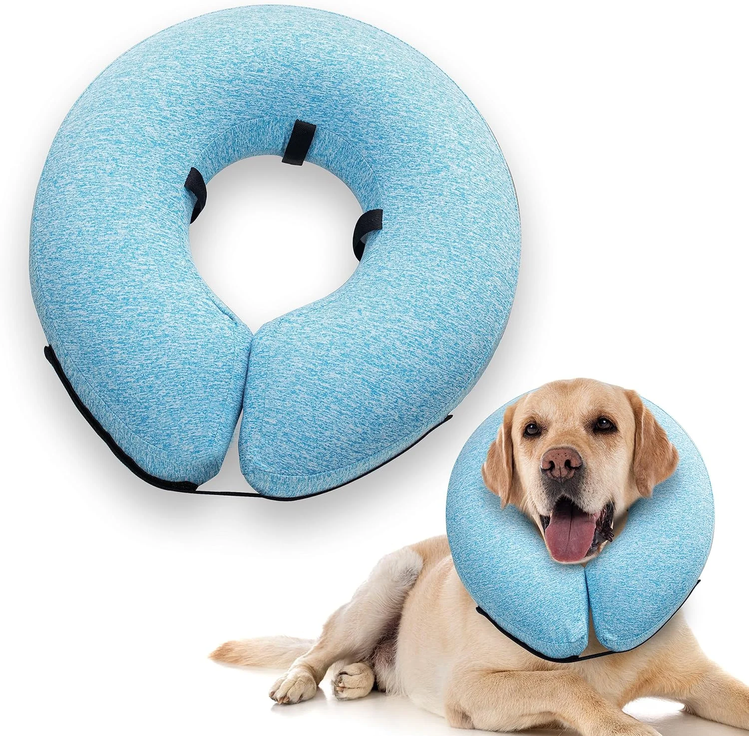 طوق محافظ بادی سگ و گربه بیگ انت، طوق نرم برای سگ ها بعد از جراحی، طوق گردنی سگ، طوق ریکاوری نرم حیوانات خانگی دید را مسدود نمی کند (بزرگ، آبی)