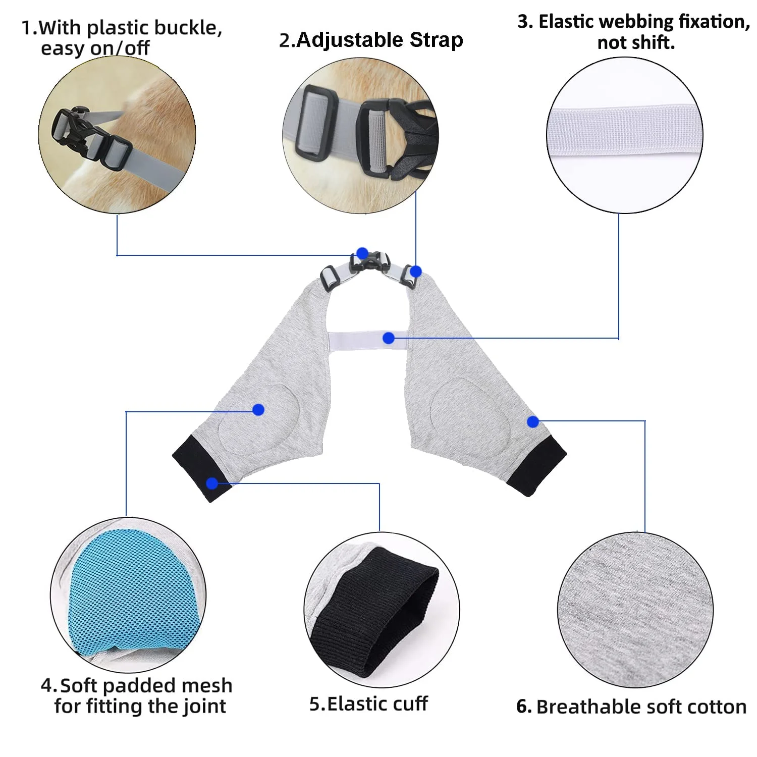 آستین بهبودی جراحی سگ برای پاهای جلویی، محافظ آرنج زخم جلوگیری از لیسیدن حیوانات خانگی، لباس بهبودی سگ برای رگ به رگ شدن آرتروز - خاکستری (2XL)