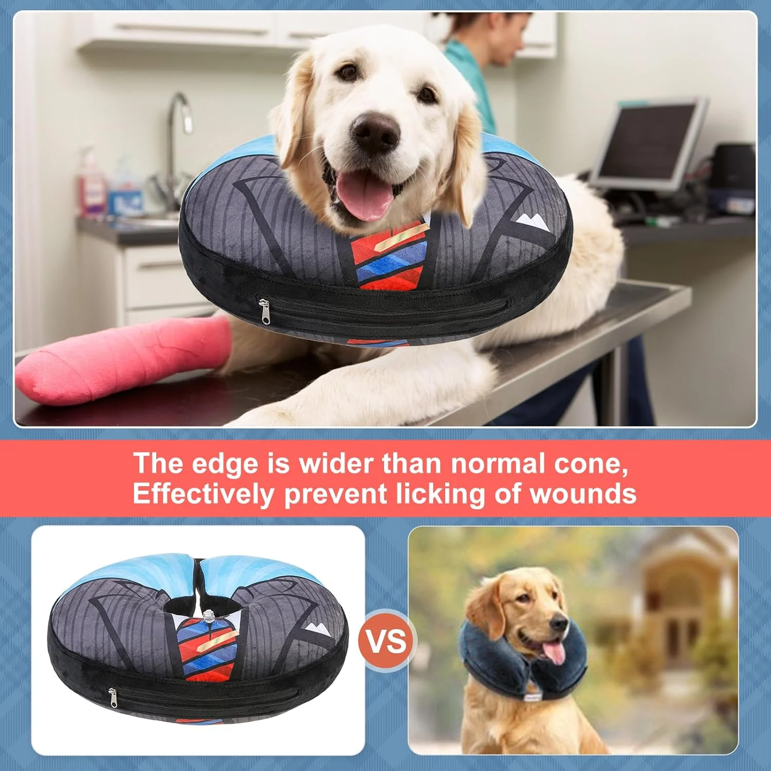 طوق گردنی بادی سگ BEAUTYZOO جایگزین طوق الیزابت بعد از جراحی برای سگ های بزرگ، متوسط و کوچک، طوق بادی نرم برای سگ ها و گربه ها، طوق گردنی دوناتی سگ برای جلوگیری از لیسیدن، مشکی سایز XL