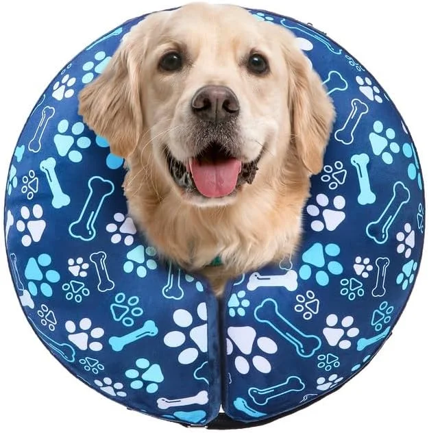 طوق بادی سگ BEAUTYZOO، طوق گردنی سگ برای دوران نقاهت بعد از جراحی، طوق بادی قابل تنظیم سگ، طوق گردنی سگ برای دوران نقاهت، سرمه ای سایز XL