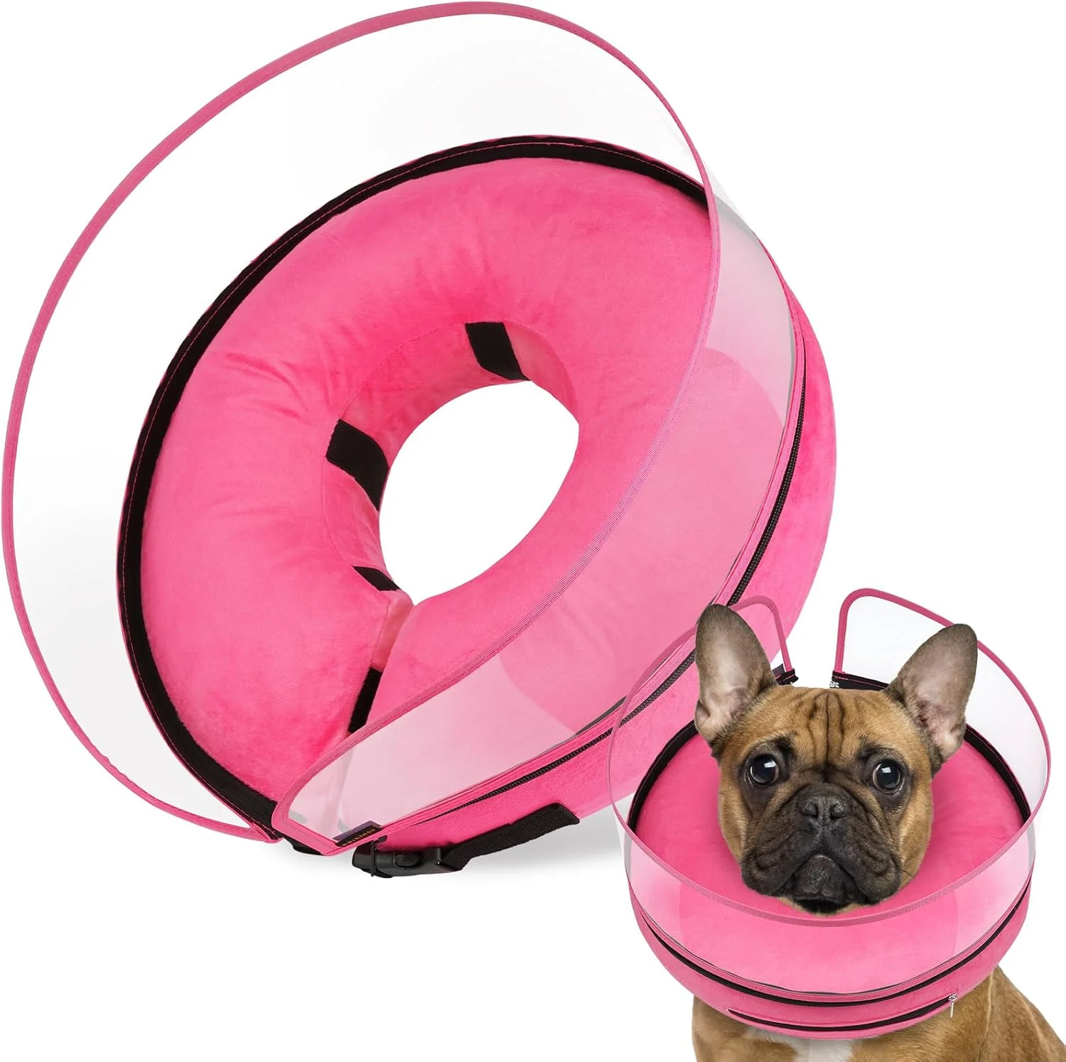 طوق جایگزین قیف سگ بعد از جراحی، طوق دونات سگ راحت با سپر محافظ برای جلوگیری از لیسیدن، طوق دونات قابل تنظیم ثبت شده برای بعد از جراحی و بهبود زخم