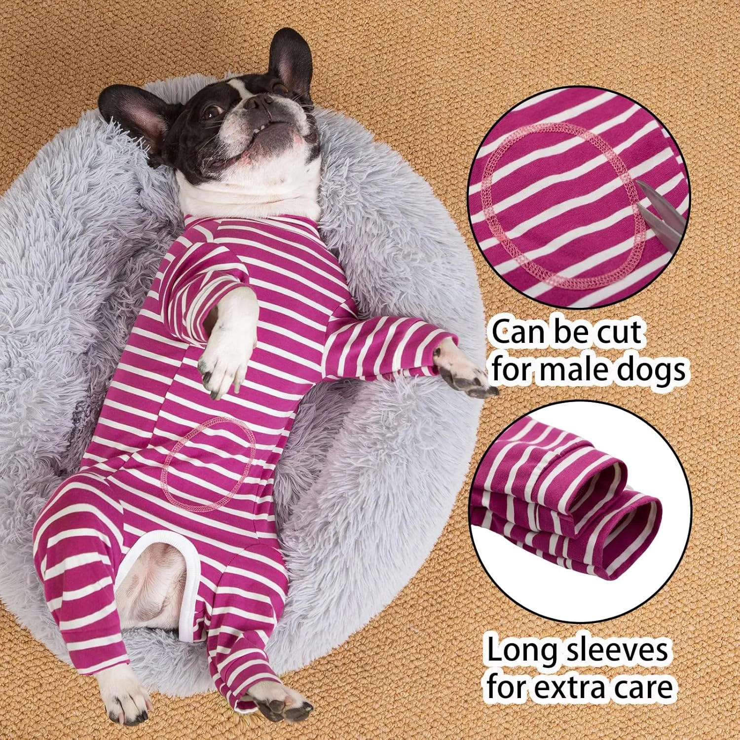 لباس سرهمی آستین بلند سگ، لباس بدن سگ برای بعد از جراحی برای سگ های کوچک و متوسط، لباس خواب توله سگ، محافظت از زخم سگ بعد از جراحی، ضد نشت و جایگزین قلاده الیزابت