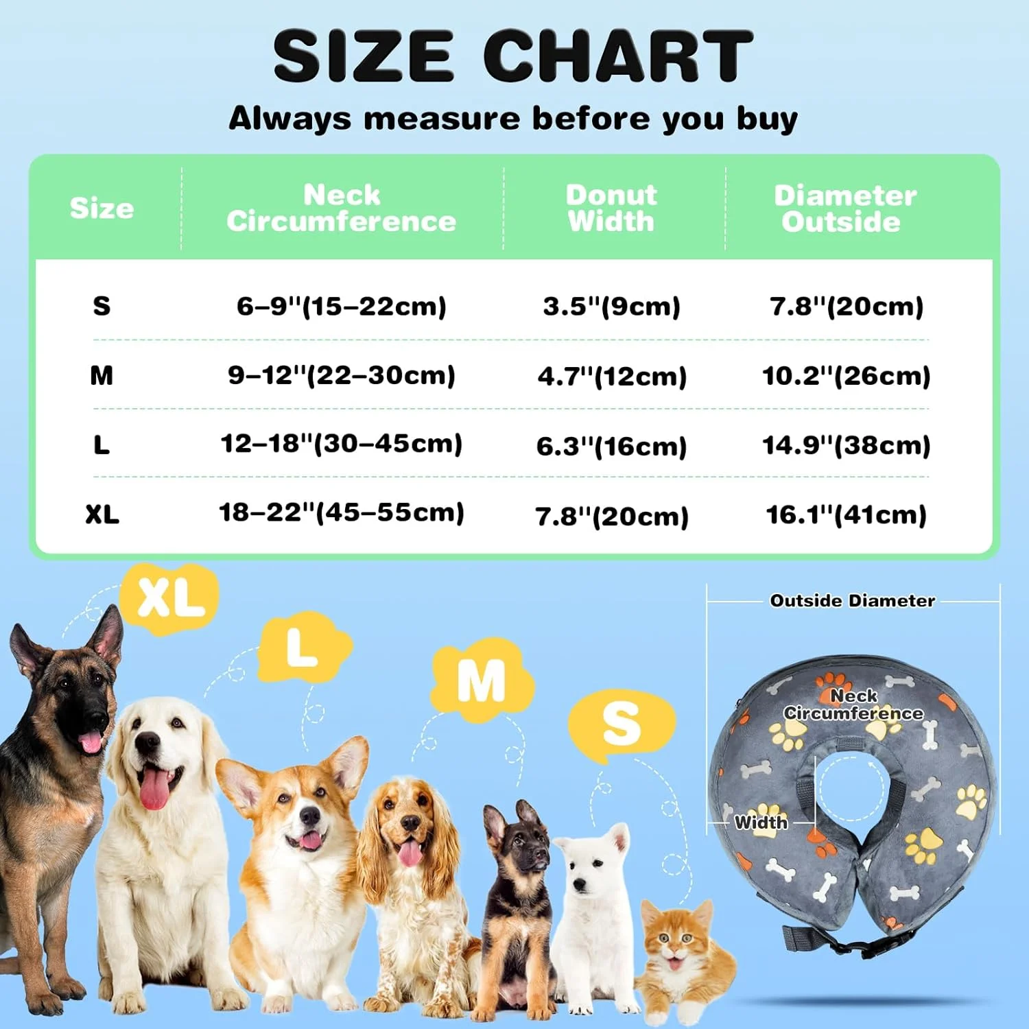 طوق بادی سگ ANWA، طوق محافظ بادی حیوانات خانگی، طوق مخروطی گربه بعد از جراحی، طوق مخروطی حیوانات خانگی قابل تنظیم، طوق سگ برای سگ و گربه بزرگ