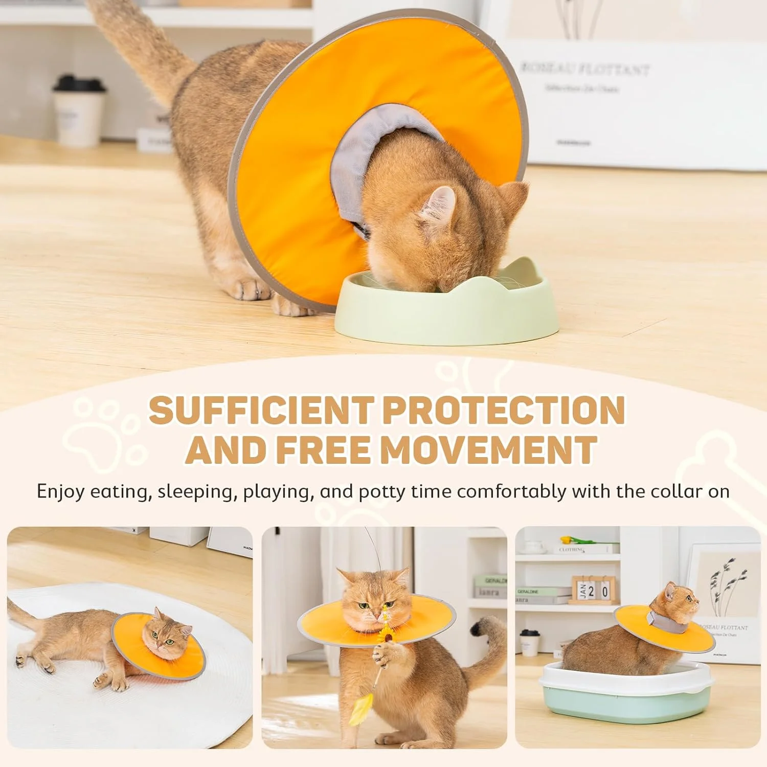 طوق محافظ گربه آونت، طوق سبک و نرم برای بعد از جراحی، جایگزین راحت برای طوق های الیزابتی برای گربه های کوچک، متوسط و بزرگ - نارنجی (M)